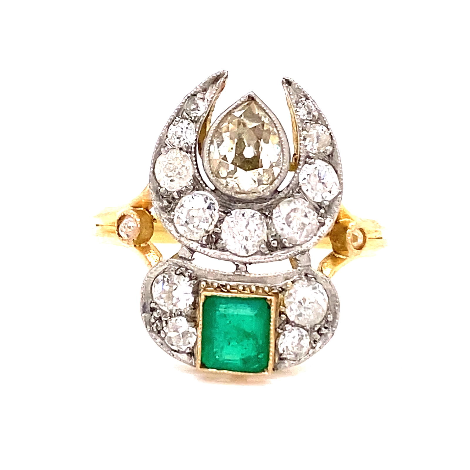 1920s Gold & Platinum Emerald Diamond Ring (1 of 2)
