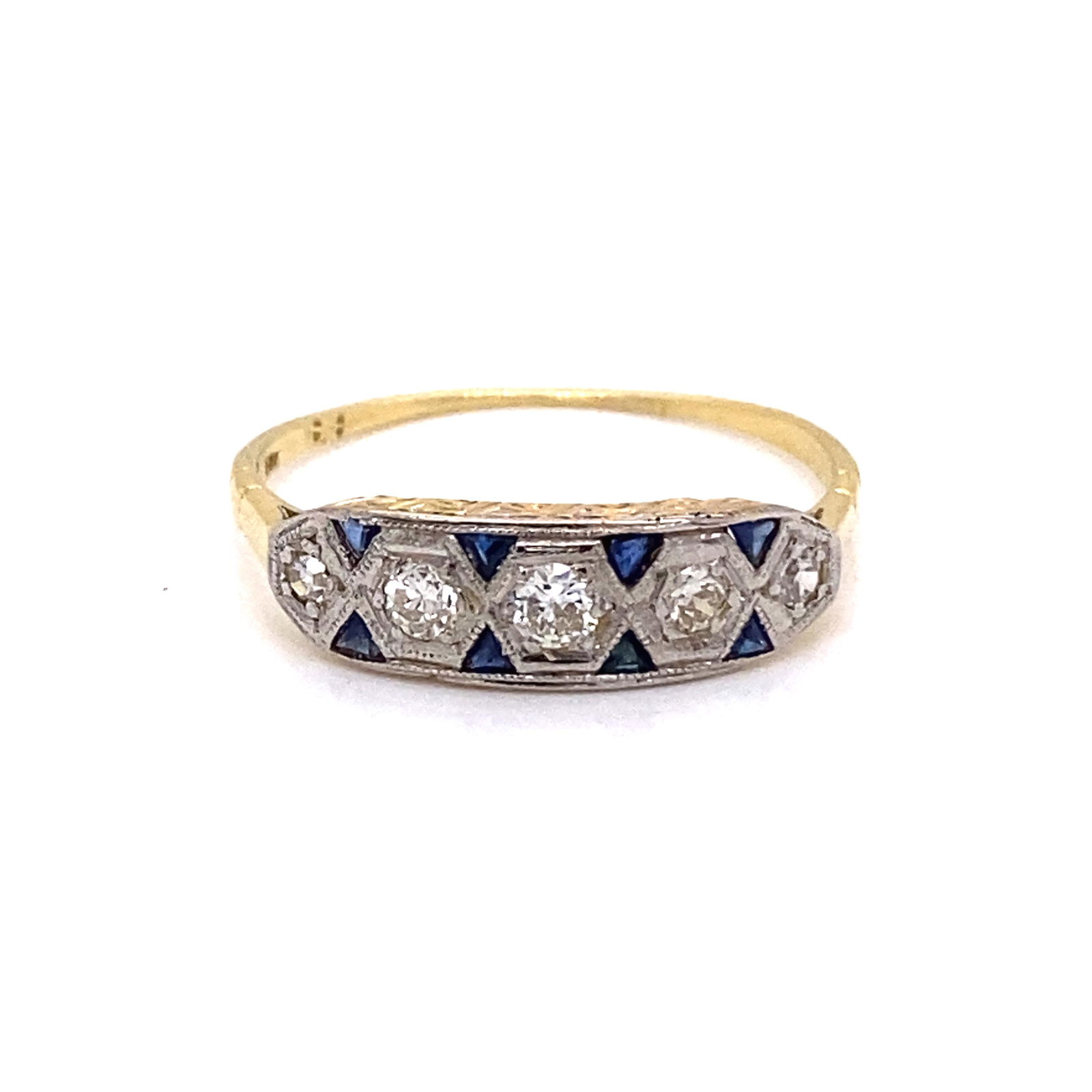 Art Deco 18k Sapphire Diamond Ring (1 of 1)