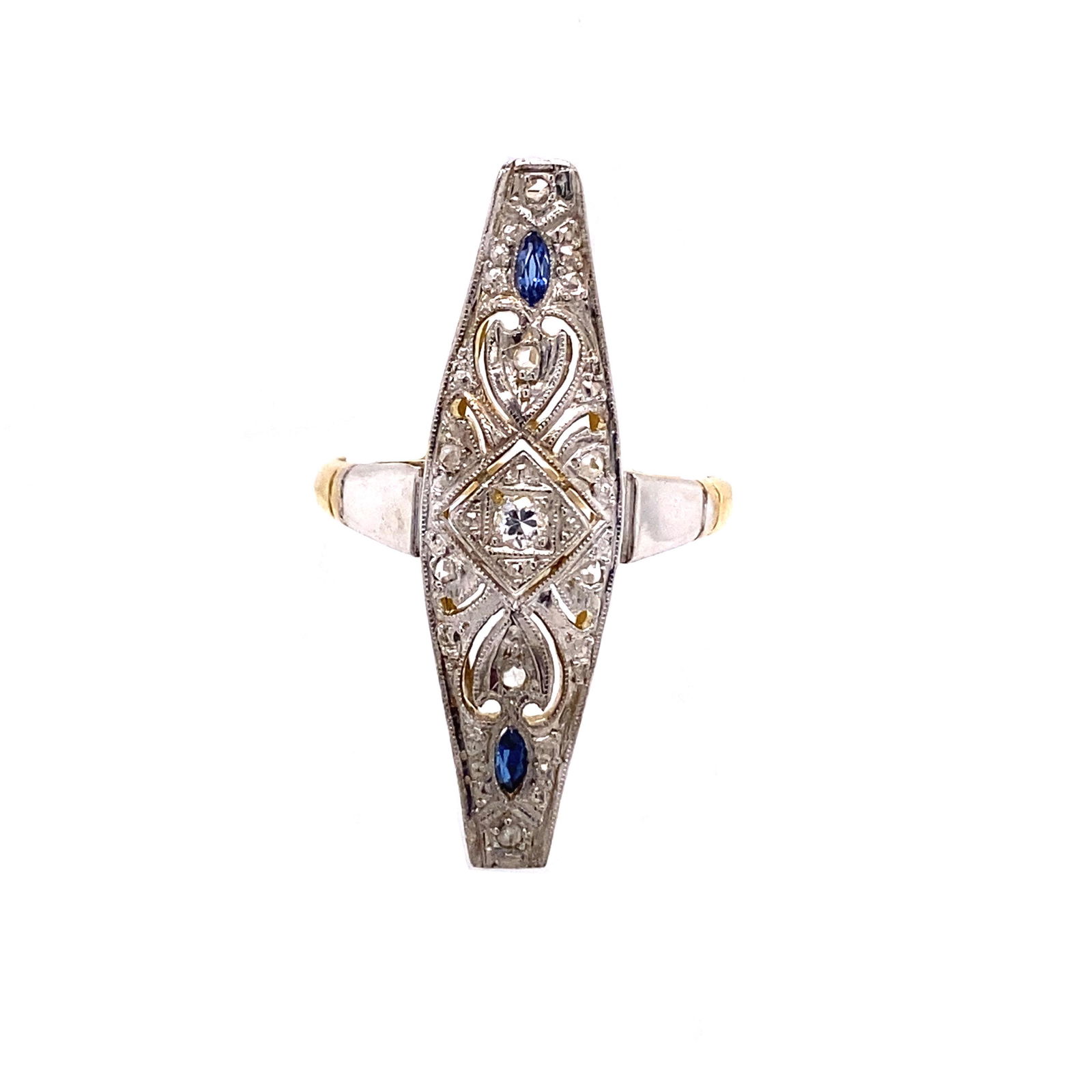 Art Deco 18k Sapphire Diamond Ring (1 of 2)