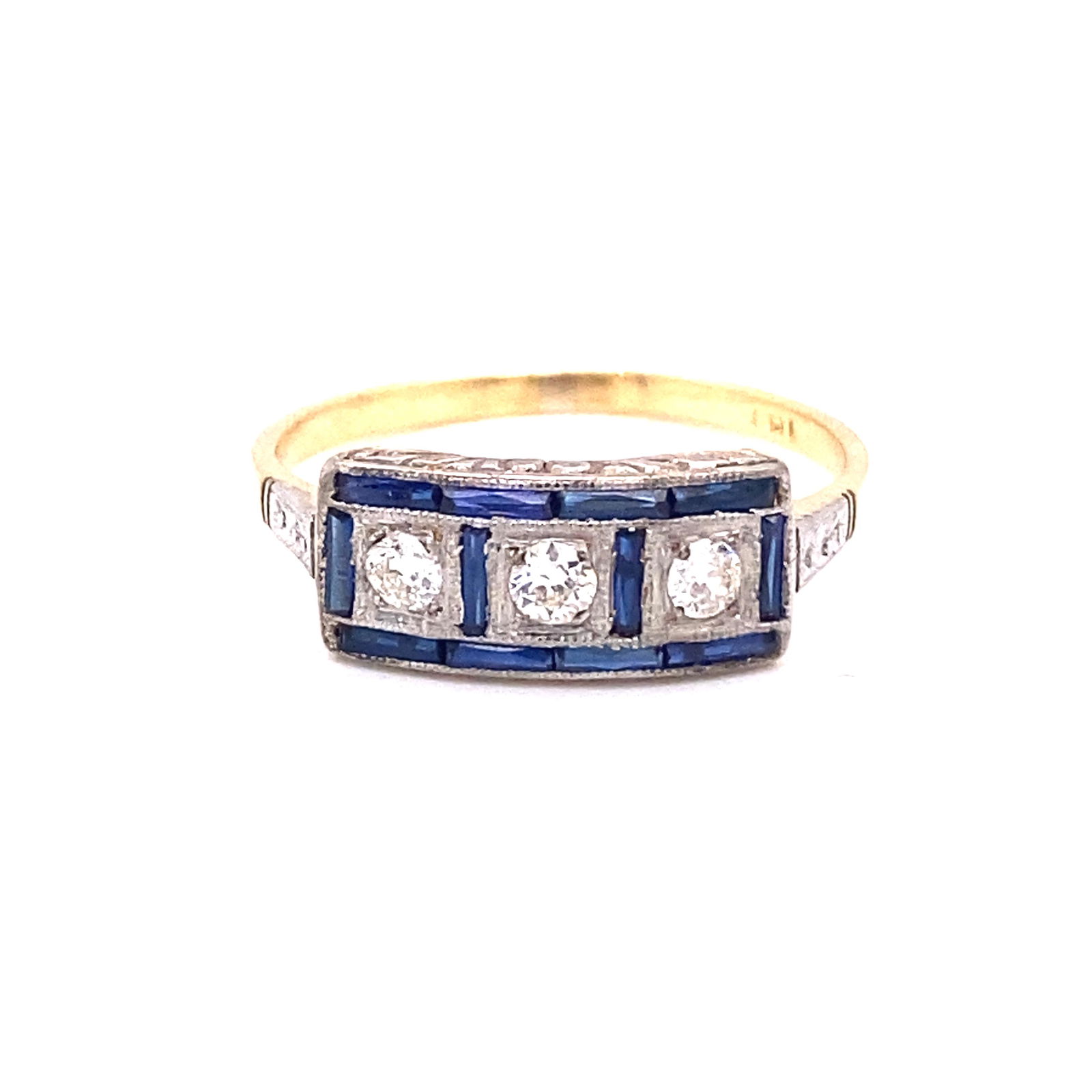 Art Deco 18k Diamond Sapphire Ring (1 of 1)