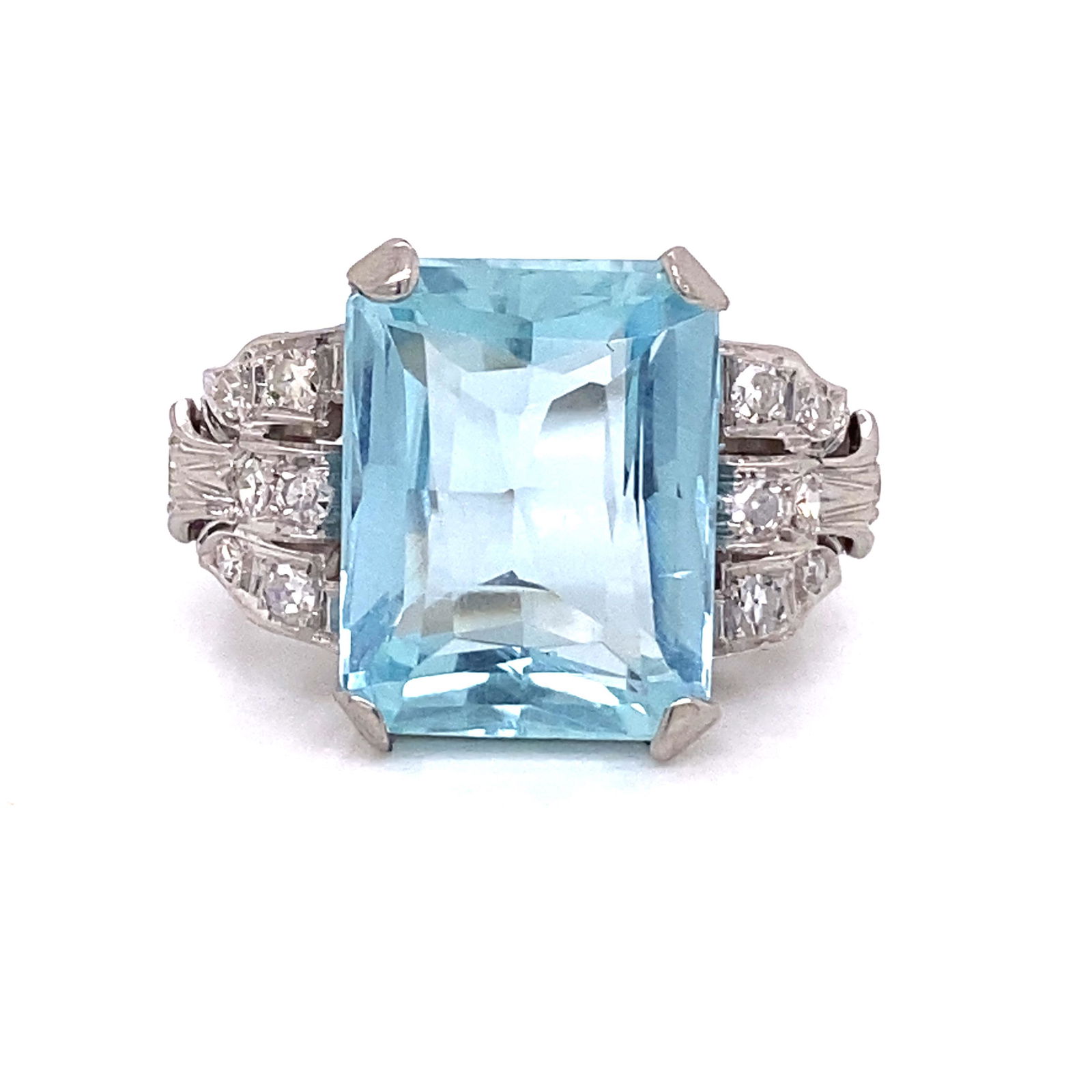 Platinum Diamond Sapphire Aqua Ring (1 of 2)