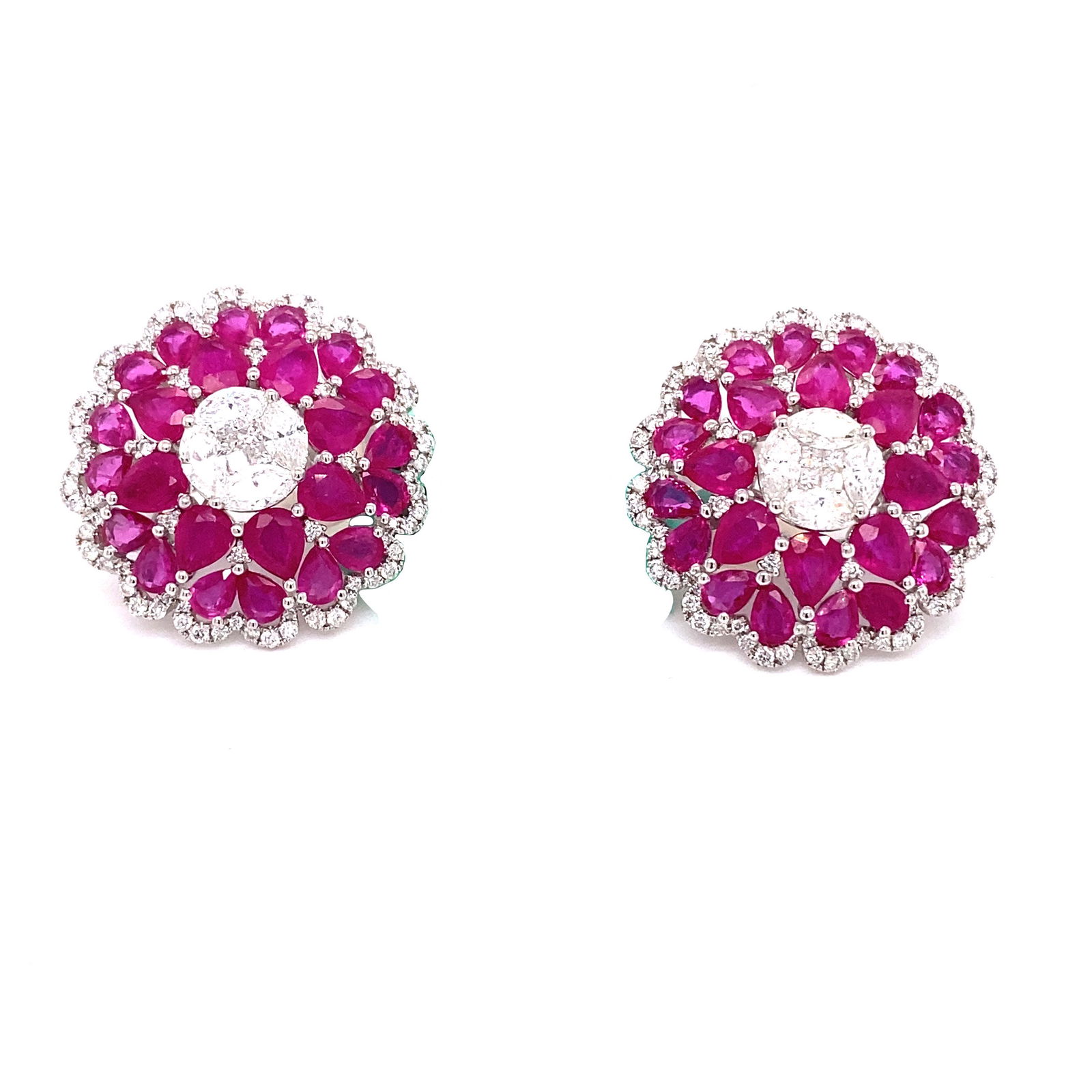 18k Ruby Diamond Rosetta Earrings (1 of 1)