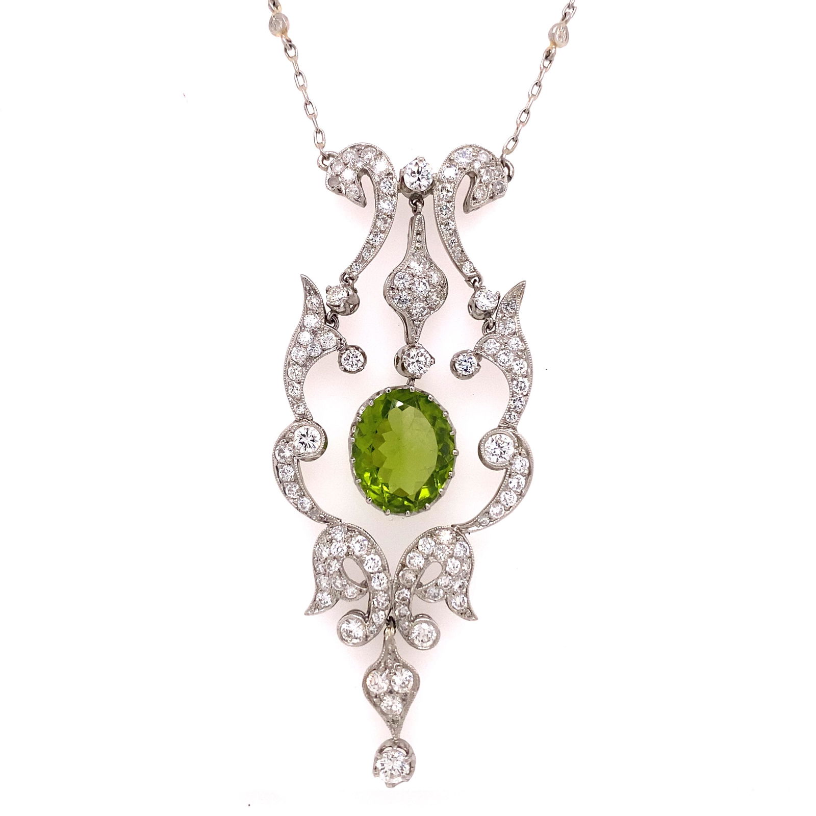 Platinum Diamond Peridot Pendant (1 of 2)