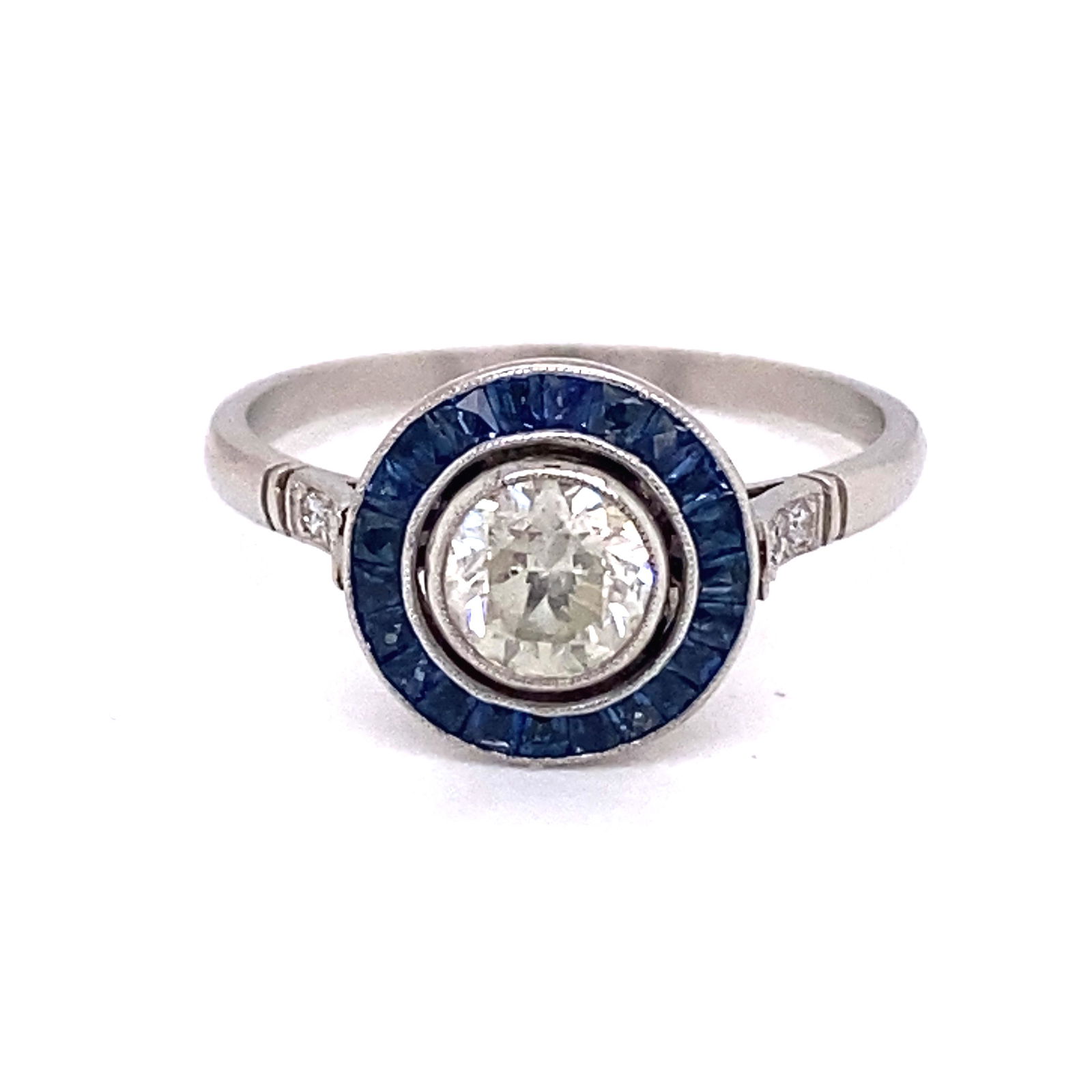 Platinum Diamond Sapphire Ring (1 of 2)