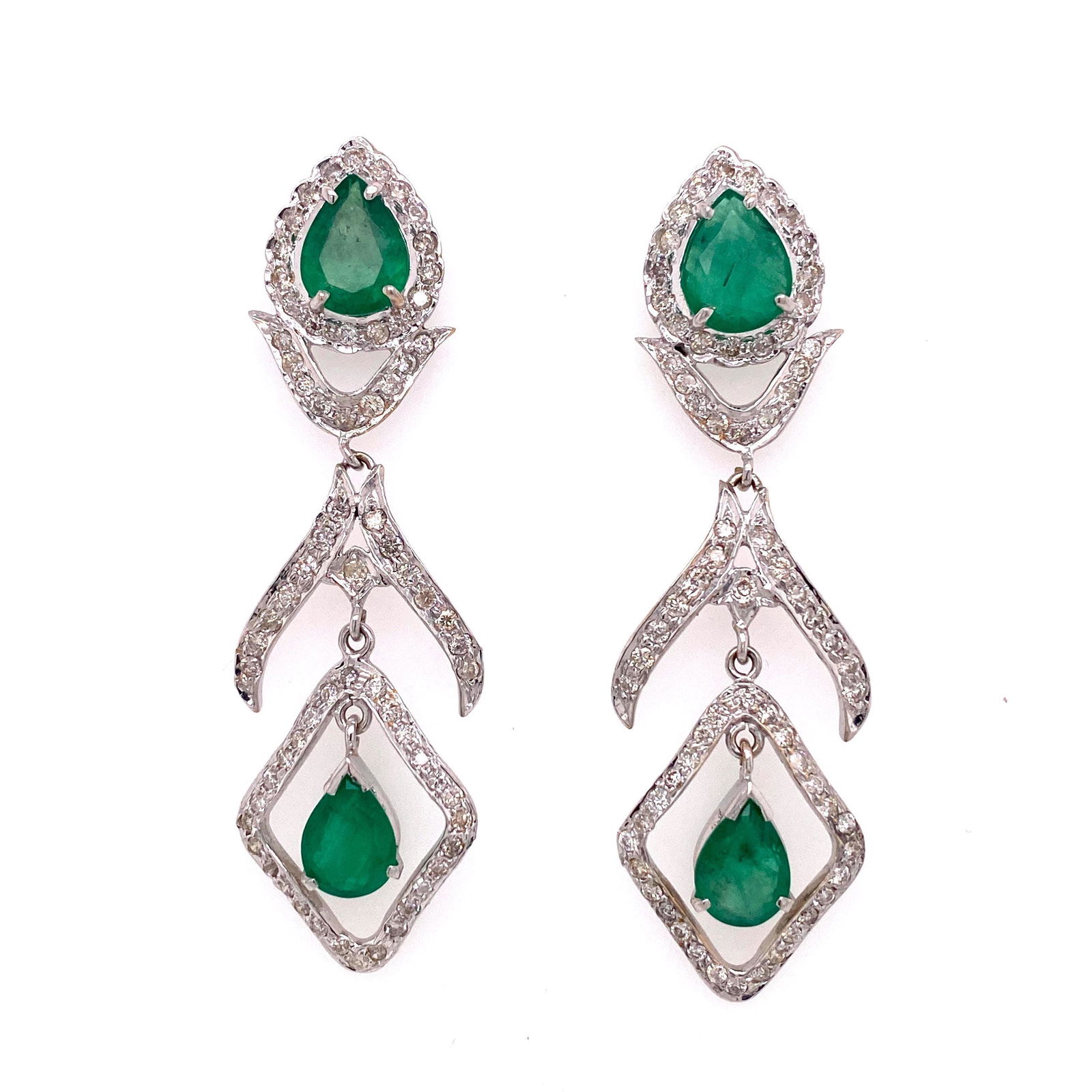 14k Emerald Diamond Drop Earrings (1 of 1)