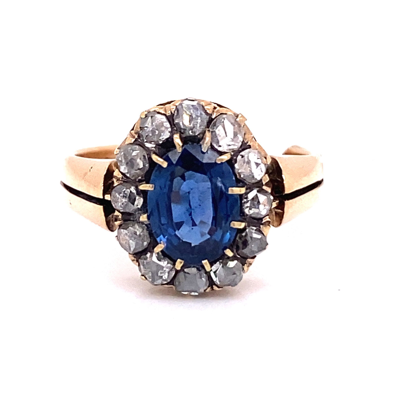 1920’s 18k Diamond Sapphire Rosetta Ring (1 of 2)