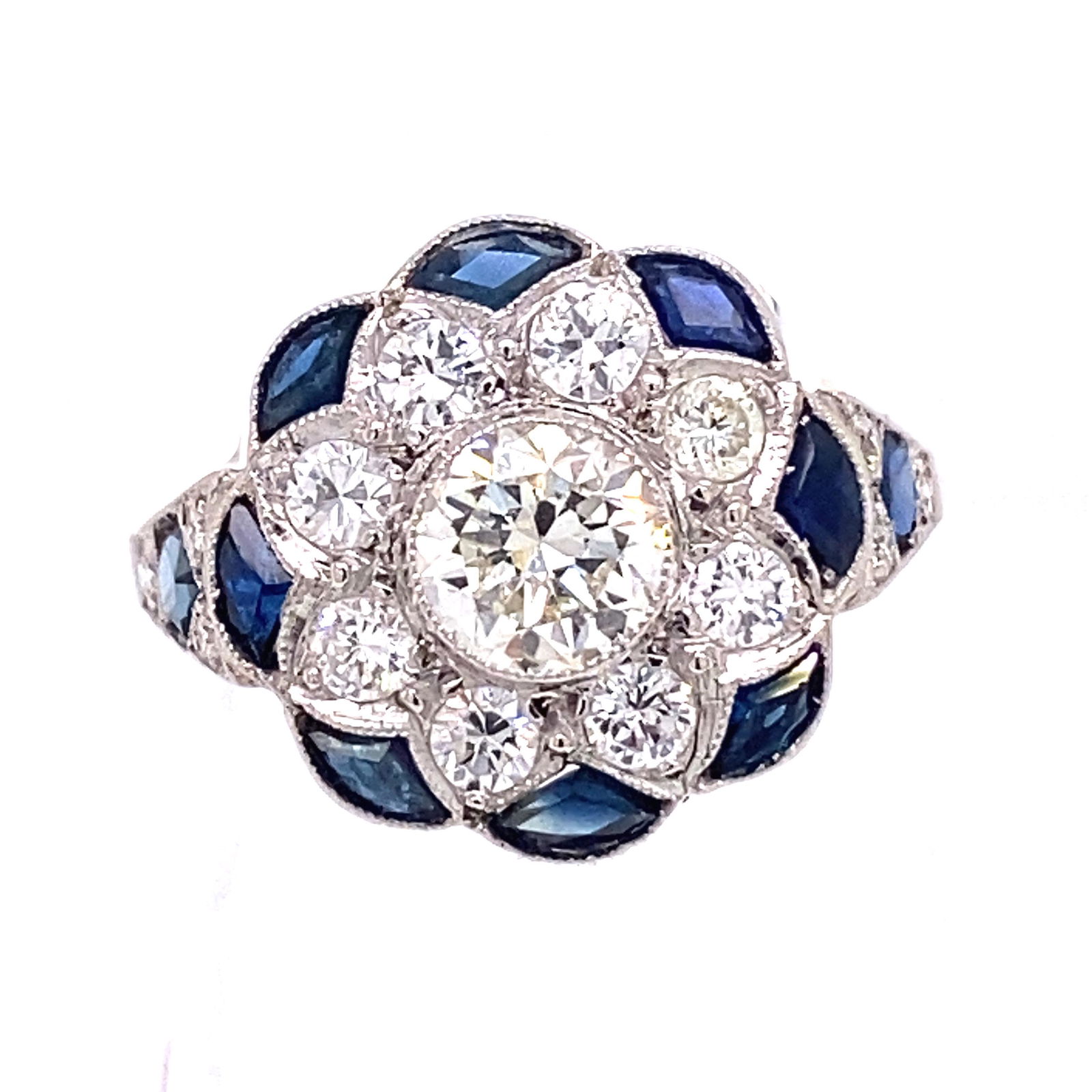 Platinum Sapphire Diamond Ring (1 of 2)