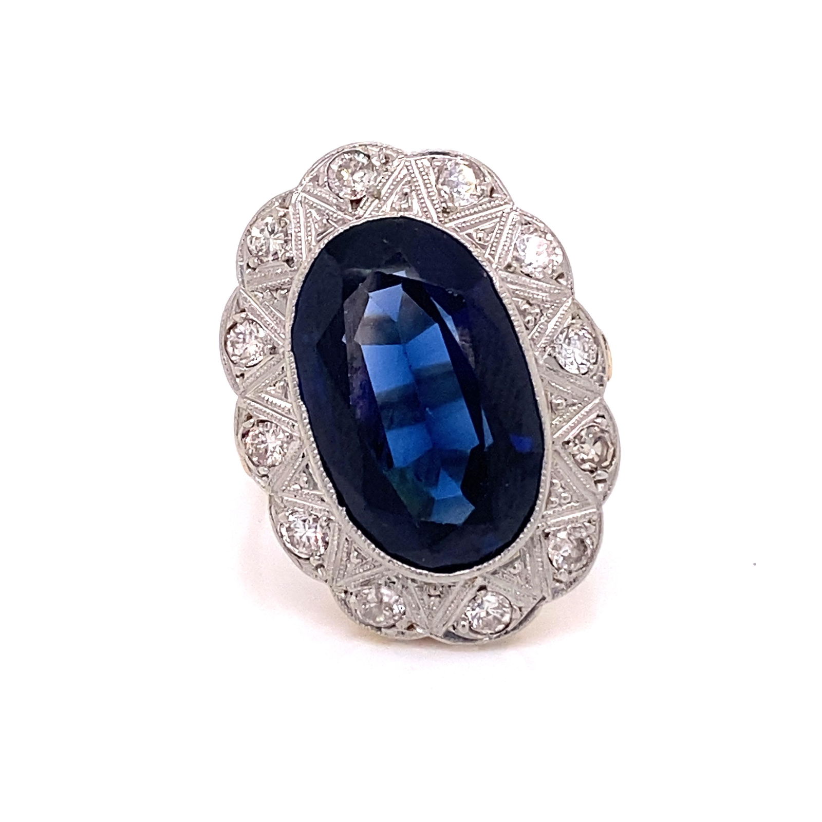 1920’s 18k Platinum Diamond Blue Stone Ring (1 of 2)