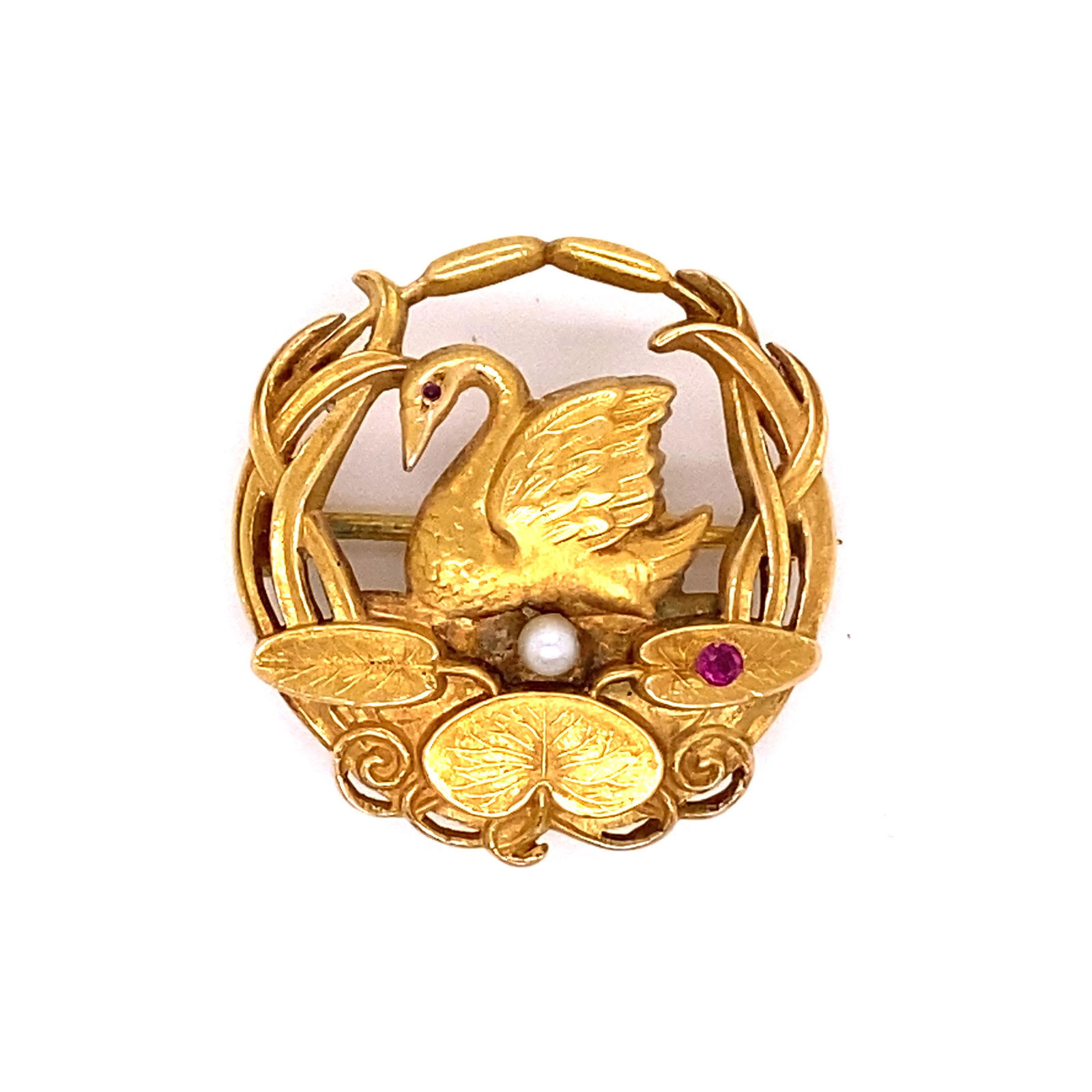 Victorian 18K Swan Brooch (1 of 1)