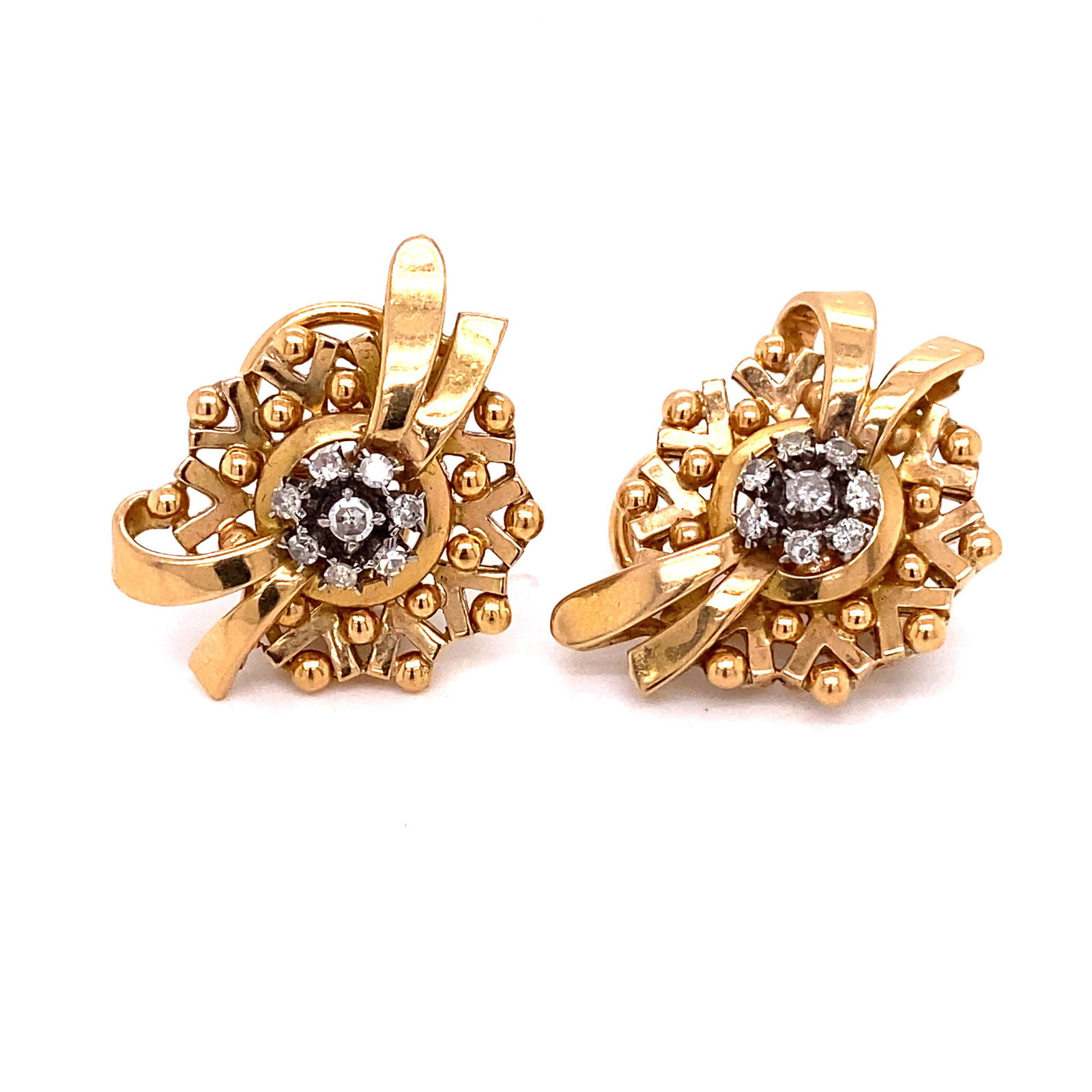 Retro 18k Diamond Earrings (1 of 1)