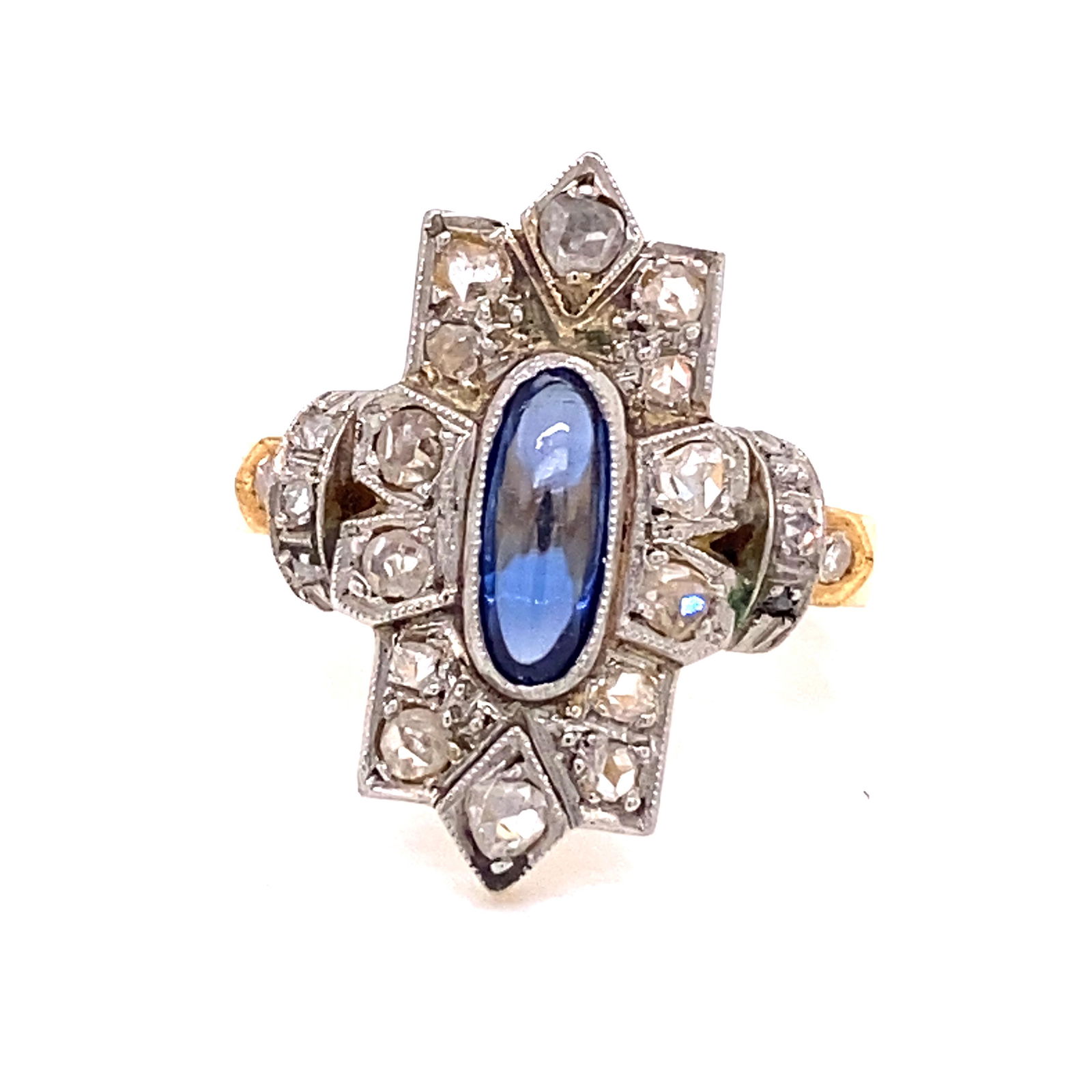 Art Deco 18k Platinum Sapphire Diamond Ring (1 of 2)