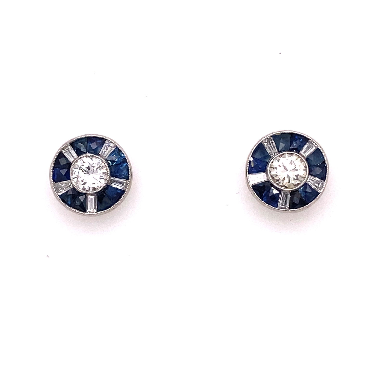 Platinum Sapphire Diamond Stud Earrings (1 of 2)