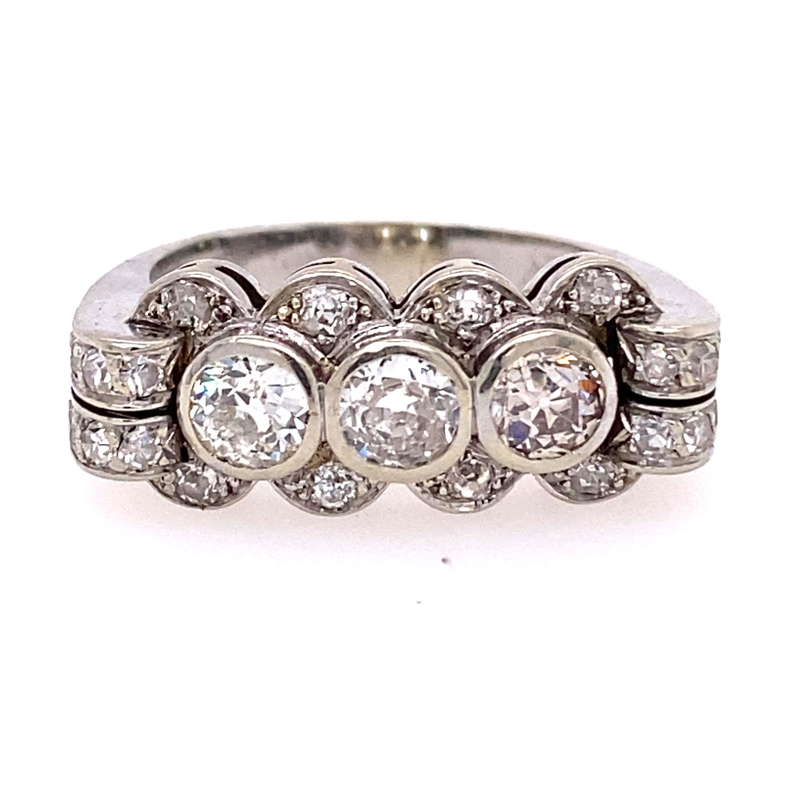 Platinum Art Deco European Cut Diamond Ring (1 of 4)