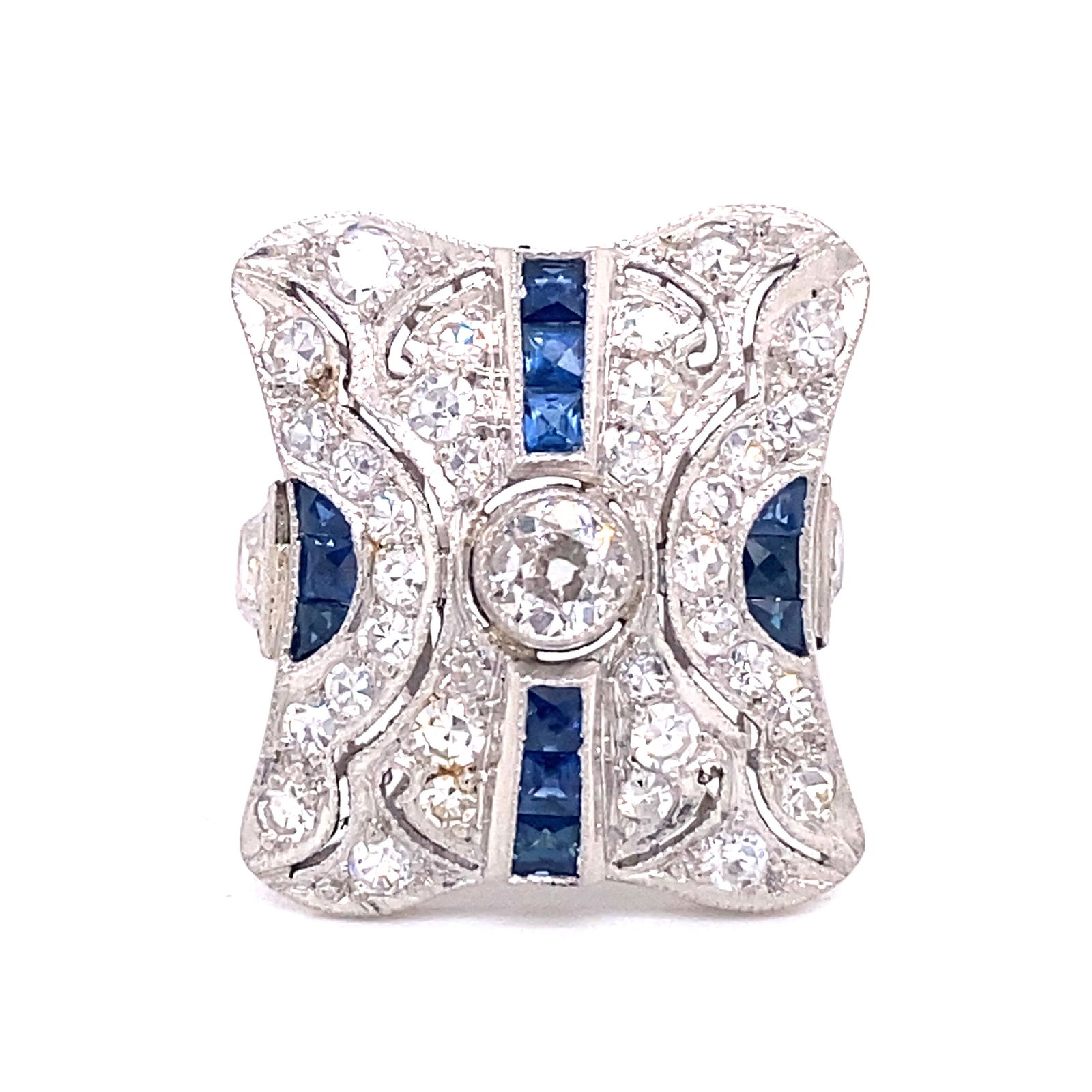 Platinum Diamond Sapphire Ring (1 of 4)