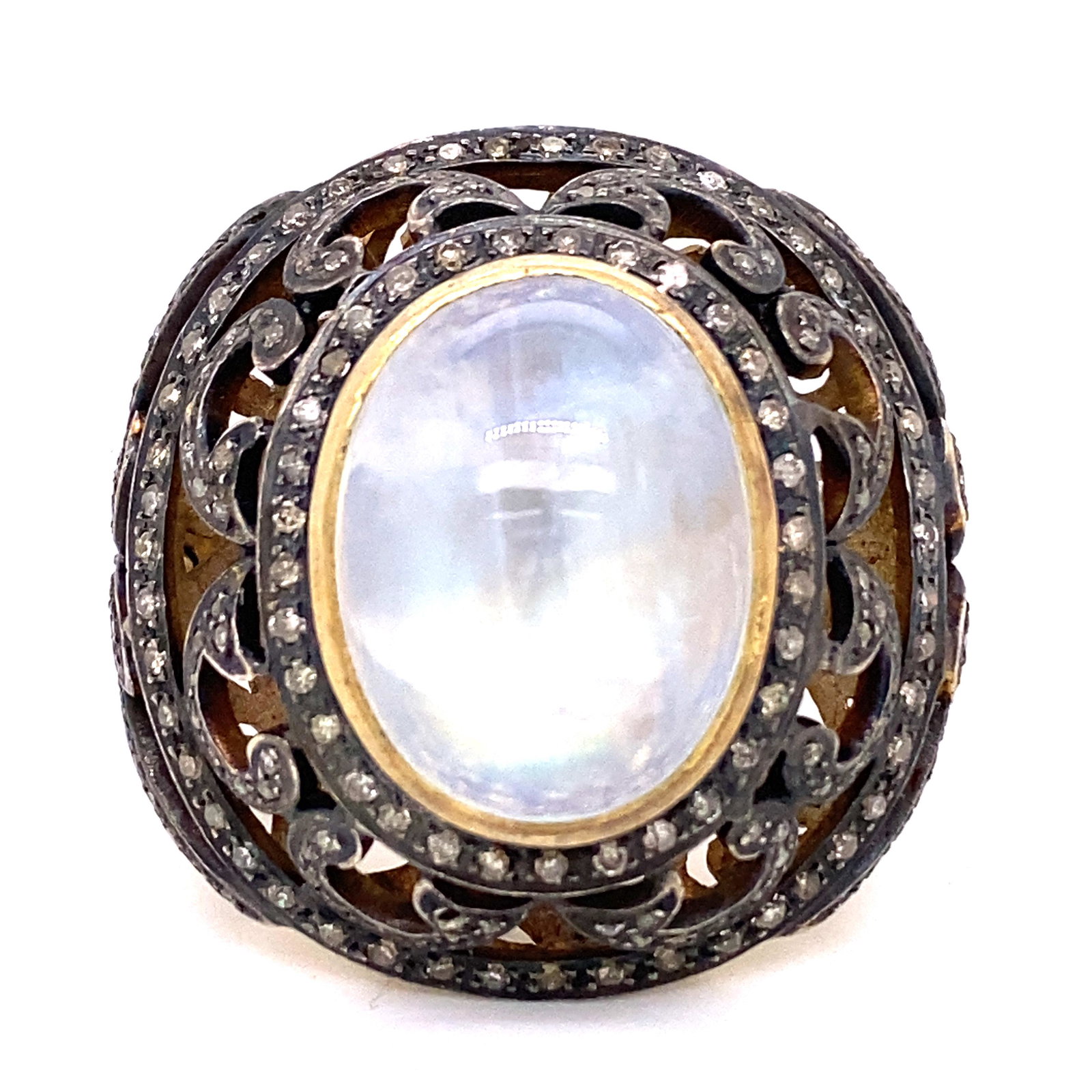 Silver & Gold White Sapphire Diamond Ring (1 of 4)