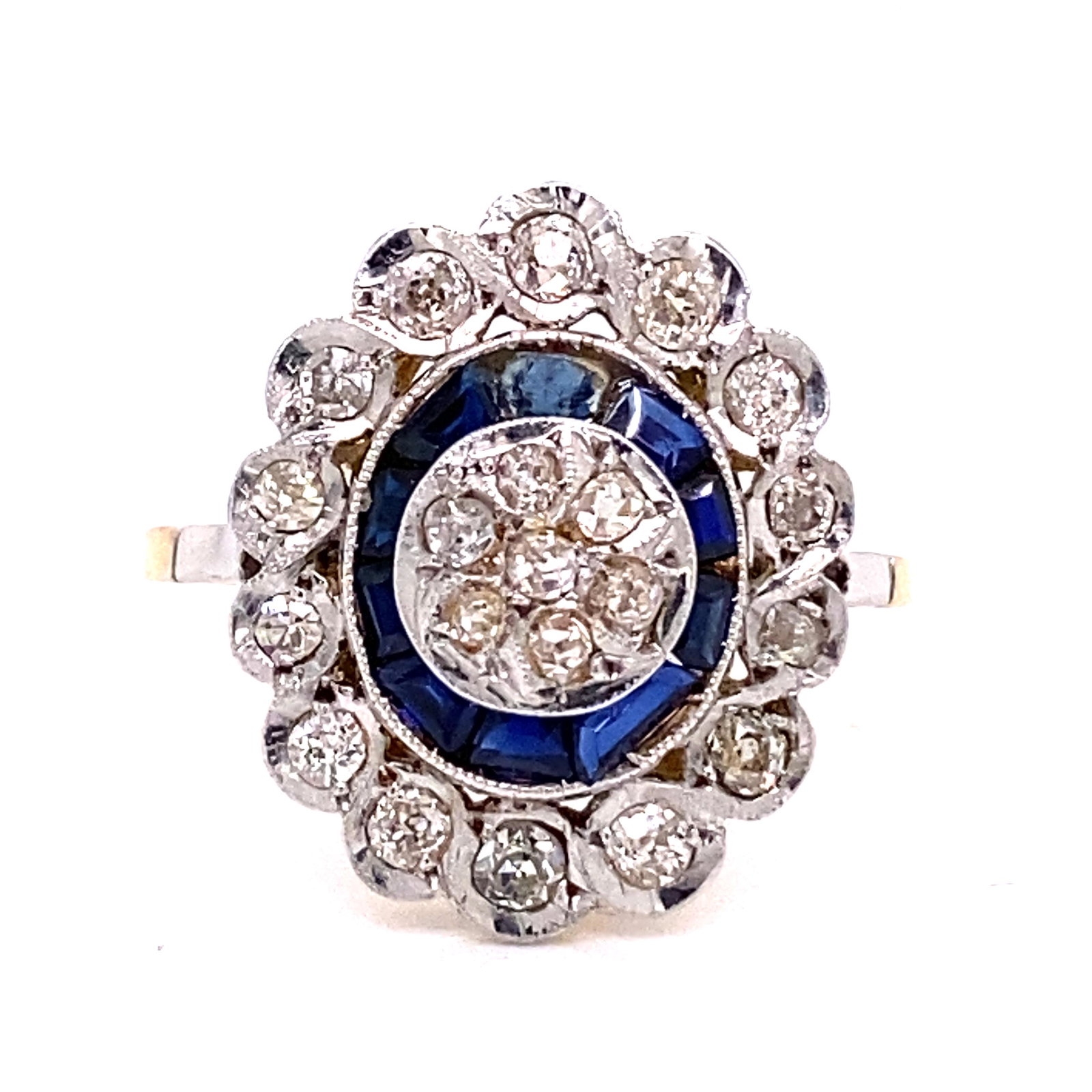 Art Deco 18K PT Sapphire Diamond Ring (1 of 2)