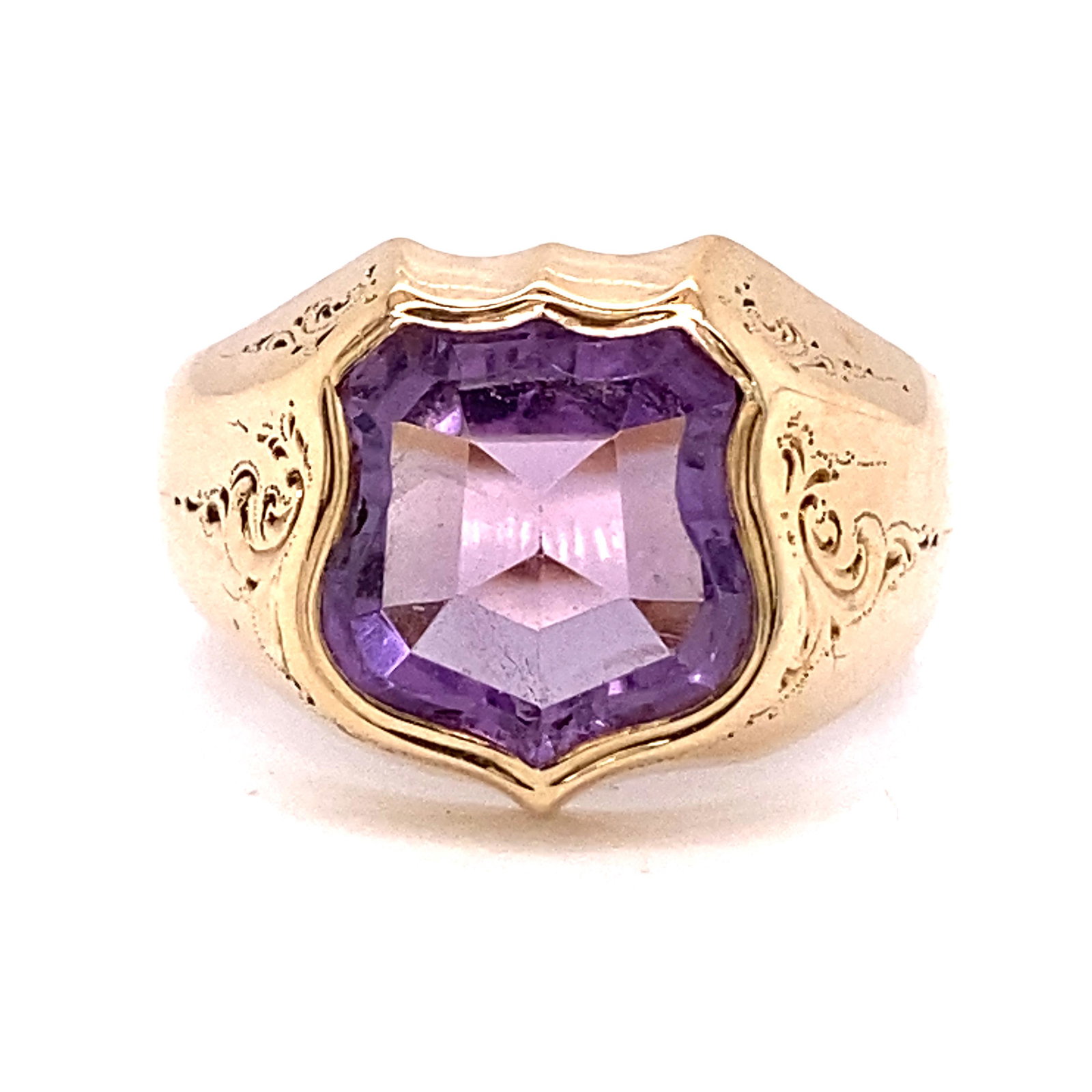 14K Amethyst Shield Victorian Ring (1 of 3)