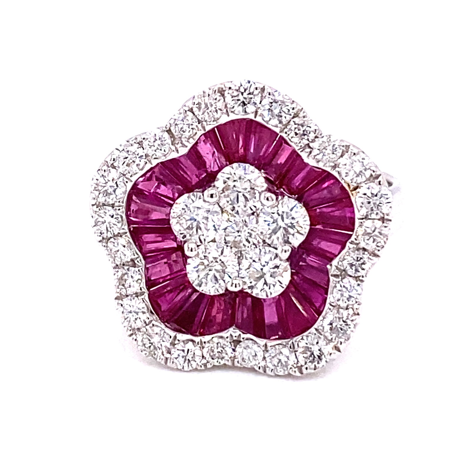 18k Ruby Diamond Flower Ring (1 of 2)