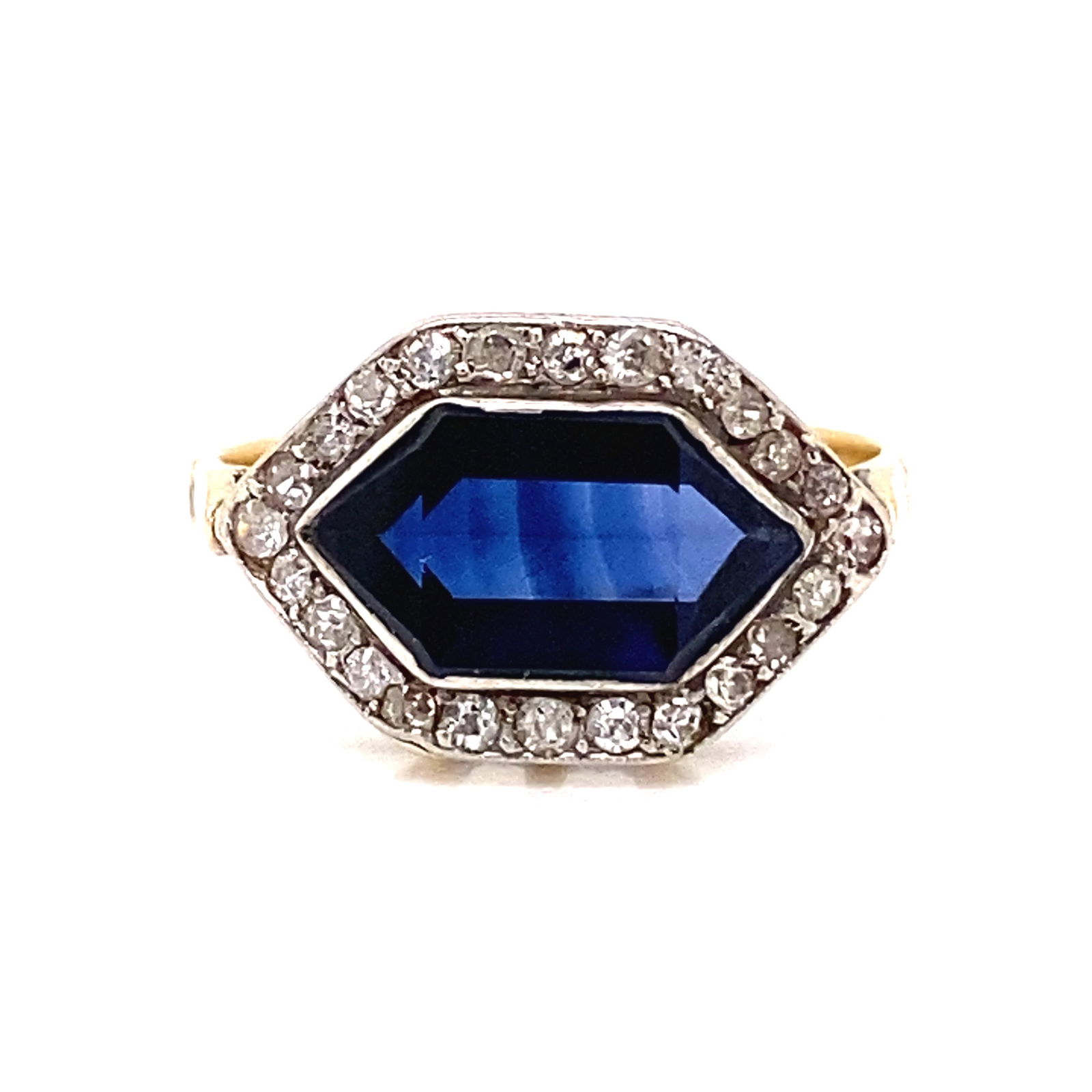 Art Deco Platinum Sapphire Diamond Ring (1 of 2)