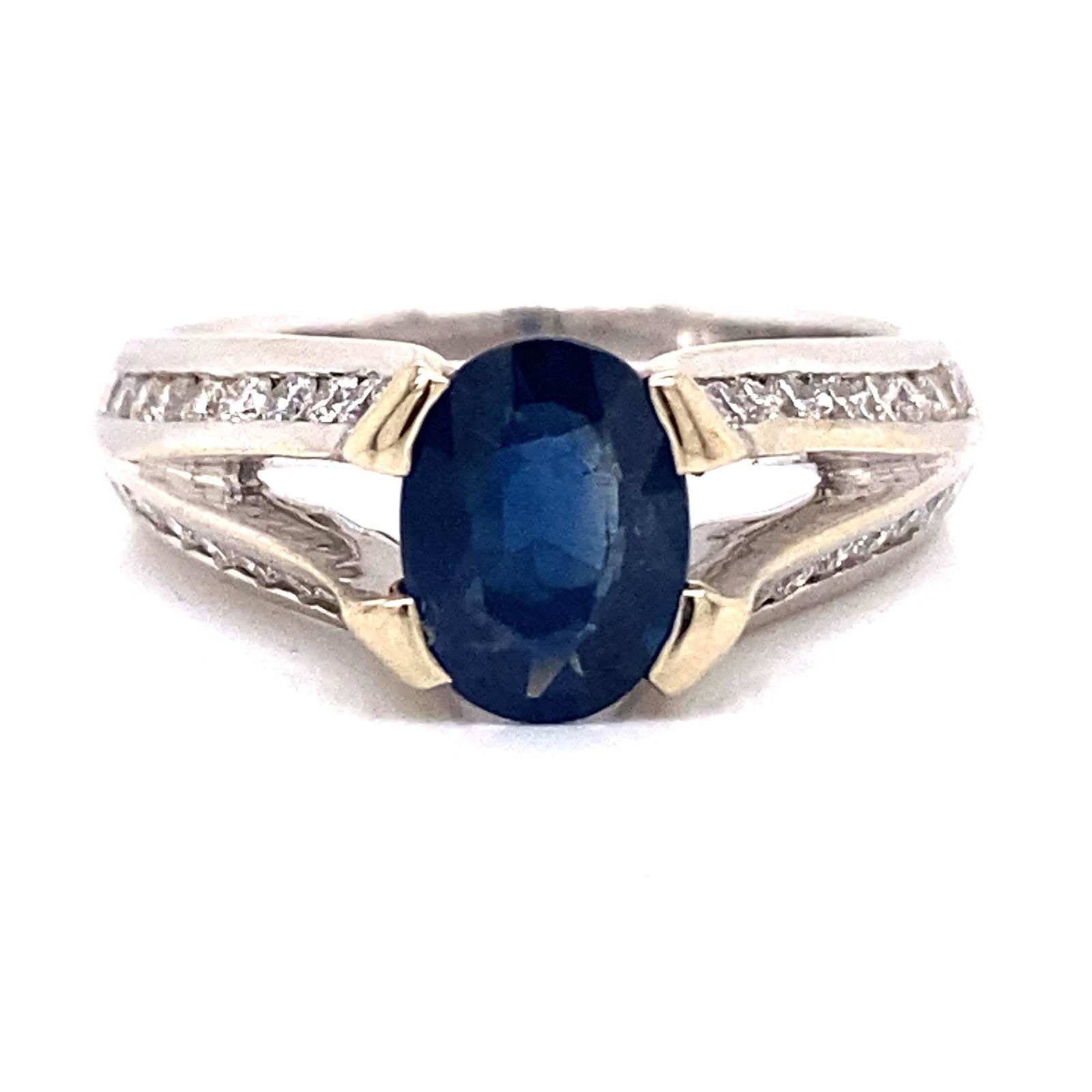 14K Sapphire Diamond Engagement Ring (1 of 4)