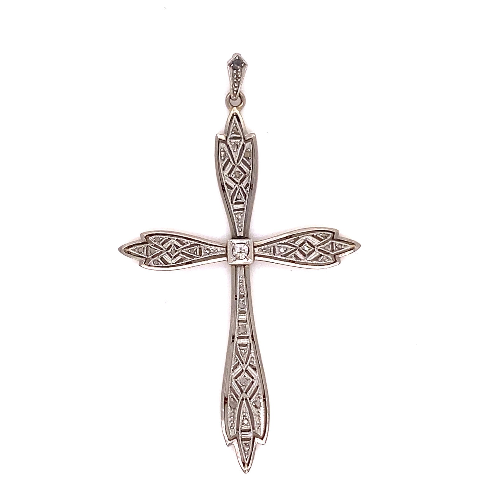 18k Platinum 1920â€™s Diamond Cross (1 of 1)