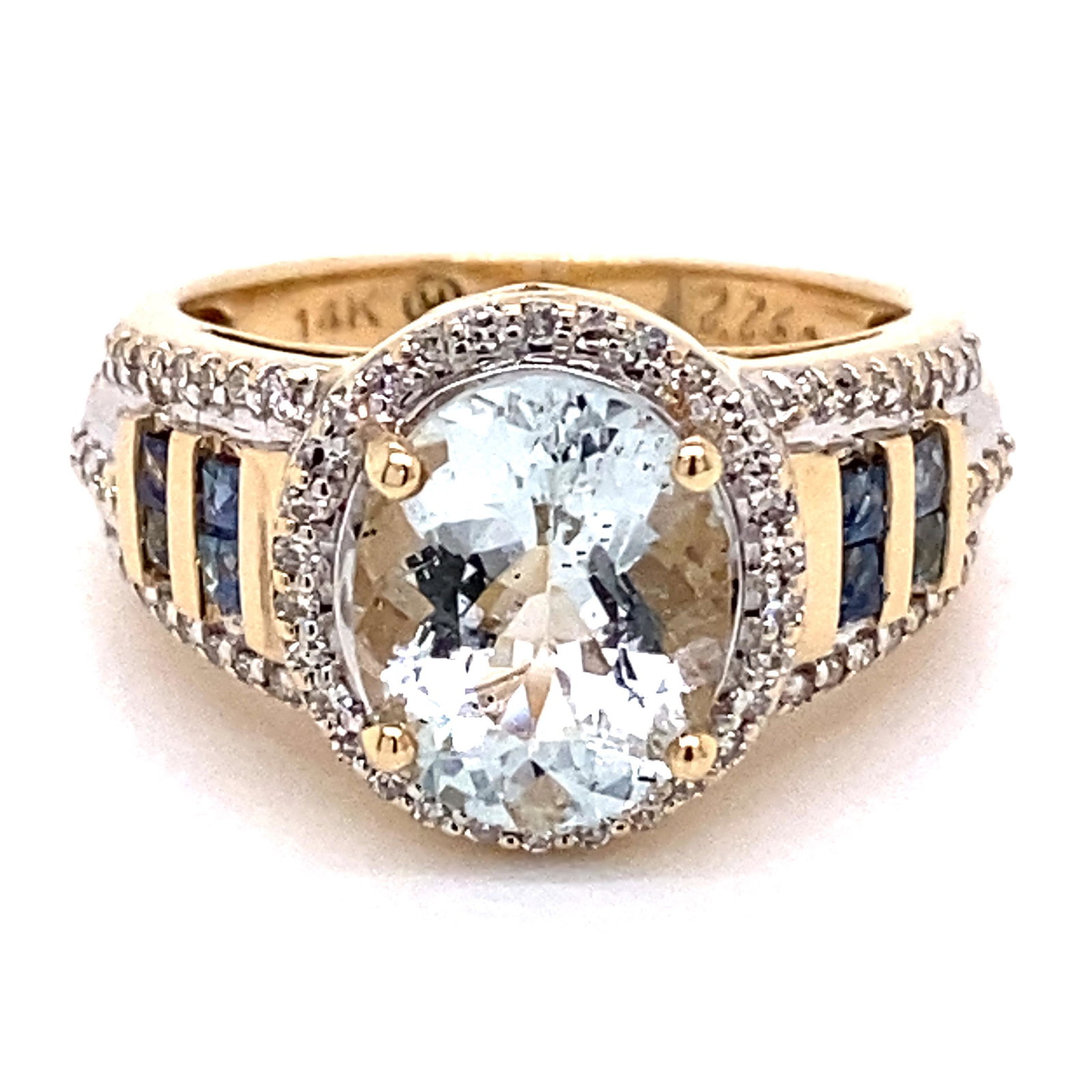 14k Aqua Sapphire Diamond Ring (1 of 3)