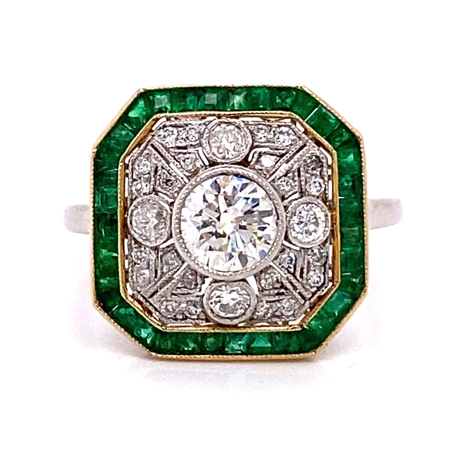 Platinum Gold Emerald Diamond Ring (1 of 3)