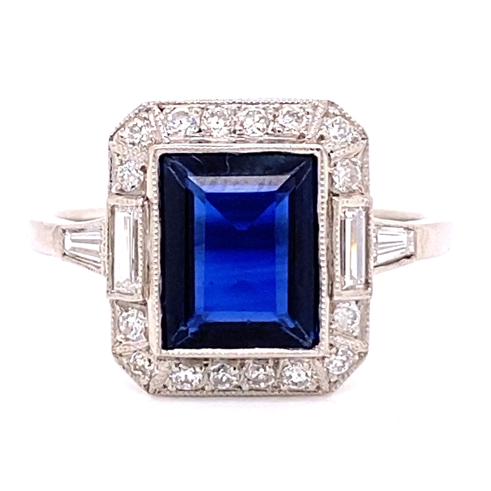 Platinum Diamond Sapphire Ring (1 of 3)