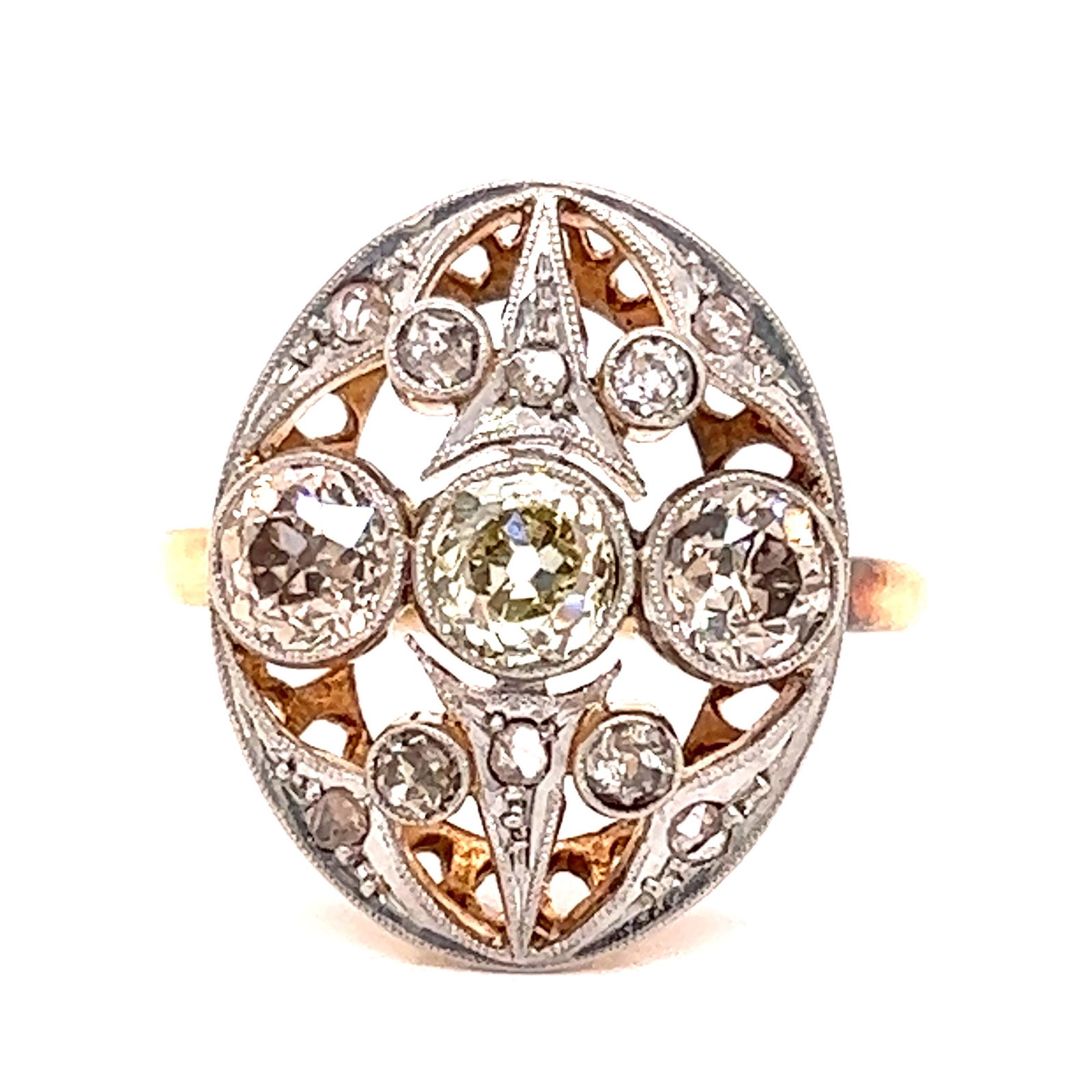 Art Nouveau 18k & Platinum Multi Color Fancy Diamond (1 of 2)