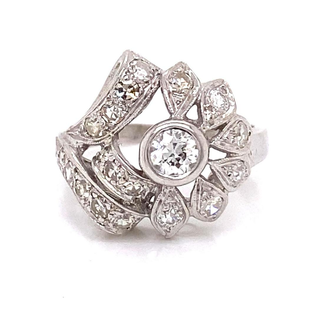Retro 14k Diamond Leaf Motif Ring (1 of 1)