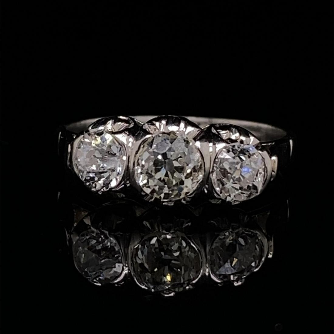 1940s Platinum Three Diamond Ring (1 of 3)