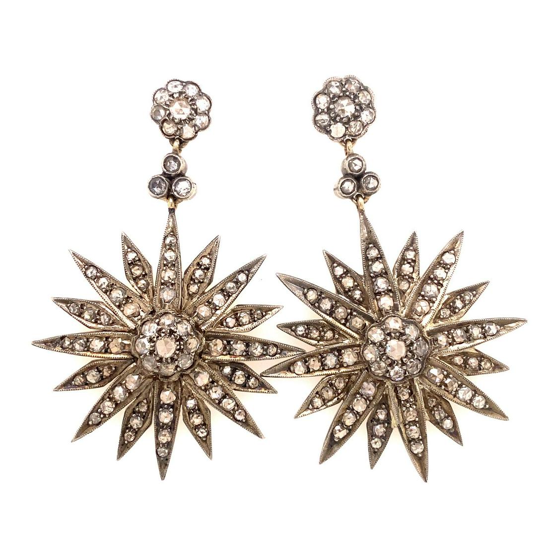 18k Diamond Dangling Flower Earrings (1 of 1)
