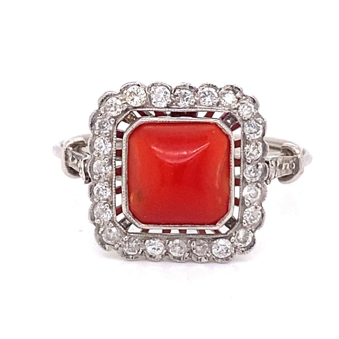 Platinum Diamond Coral Ring (1 of 2)
