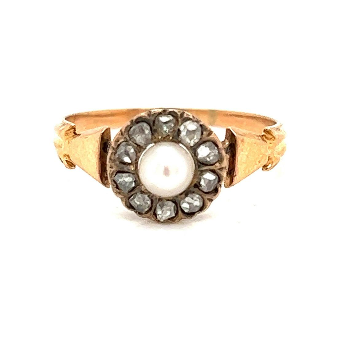 Victorian 18k Diamond Pearl Ring (1 of 2)