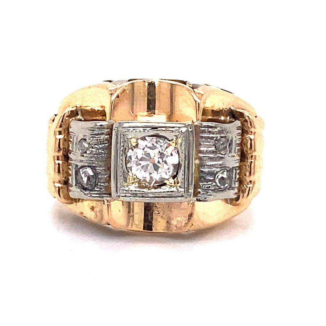 Retro 18k Chevalier Diamond Ring  (1 of 3)