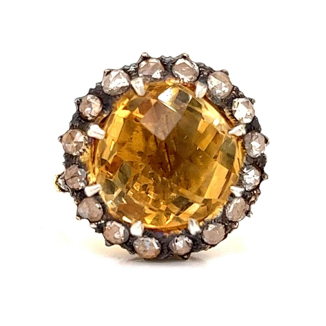 18k & Silver Citrine Diamond Ring  (1 of 2)