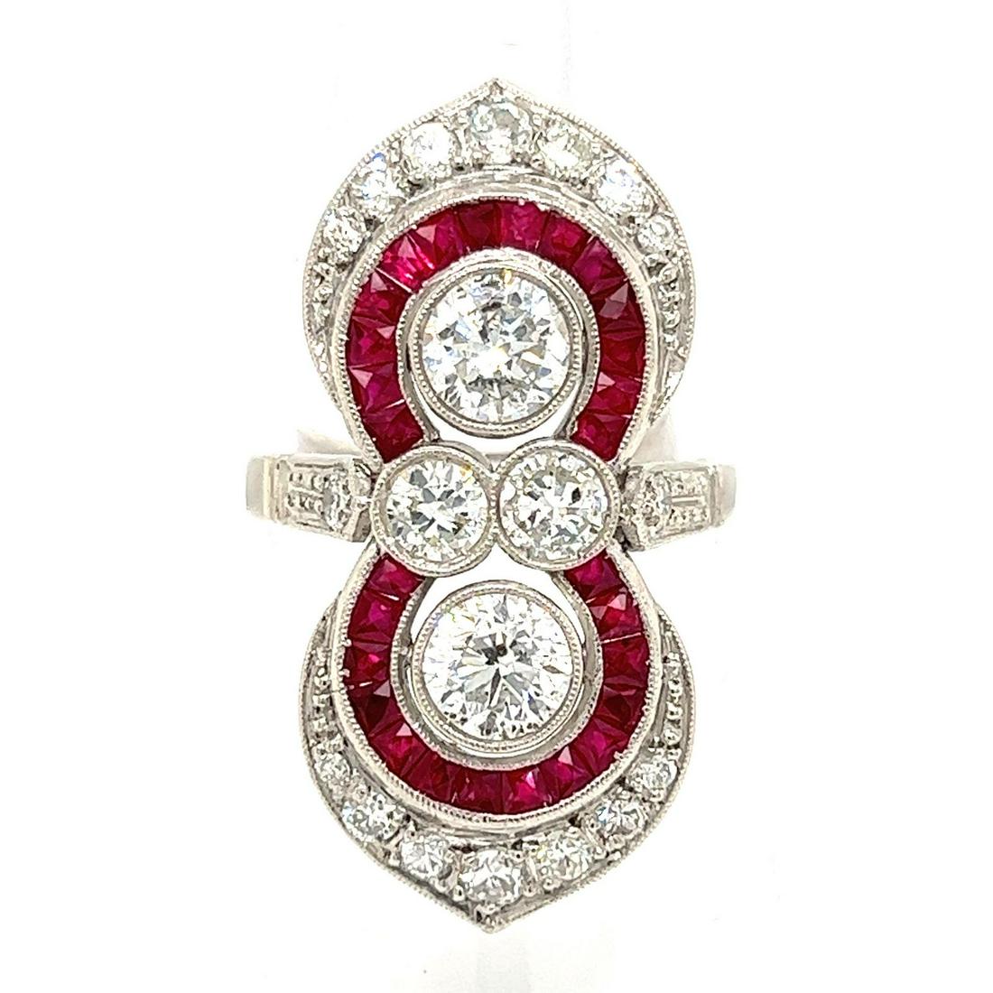 Platinum Ruby Diamond Ring  (1 of 2)
