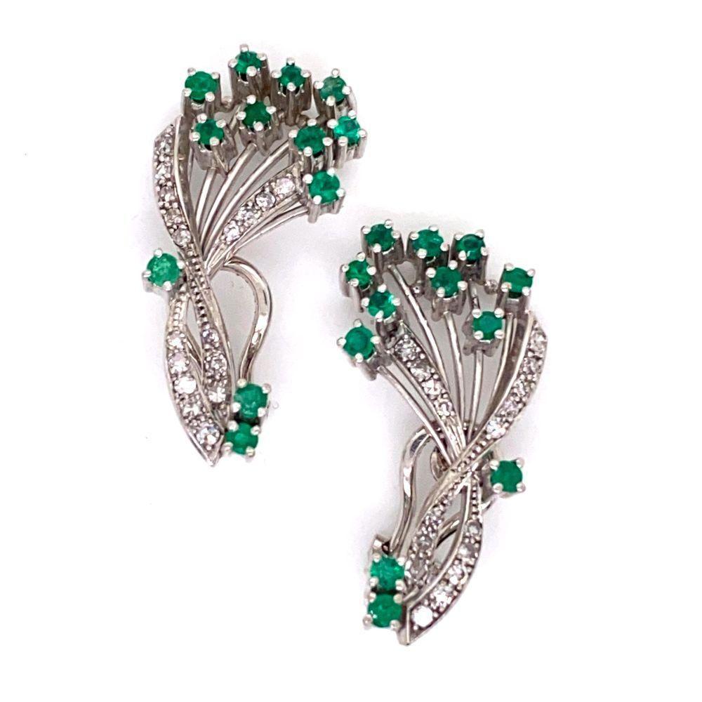 Retro 18K Diamond Emerald Earring (1 of 2)
