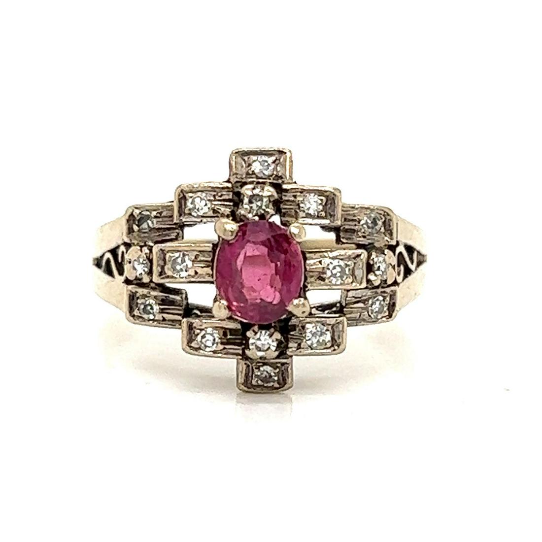 Art Deco 18k Ruby Diamond Ring (1 of 2)