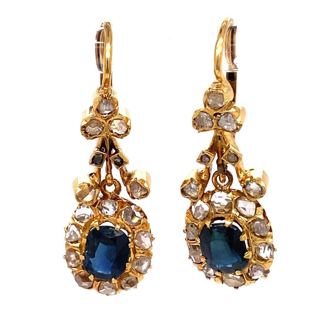 Victorian 18k  Diamond Sapphire Earrings (1 of 1)