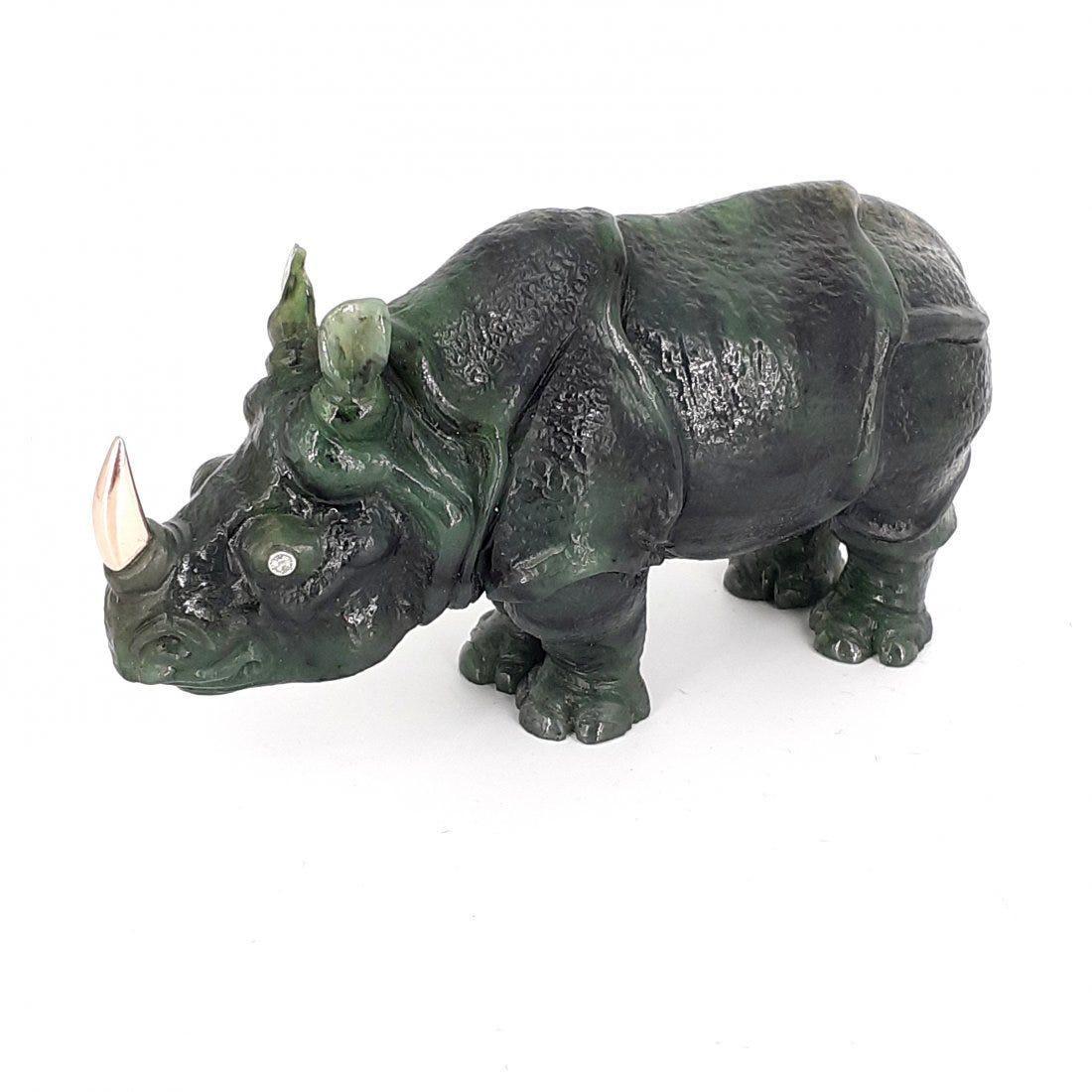 Russian Carved Nephrite Jade Rhino (1 of 3)