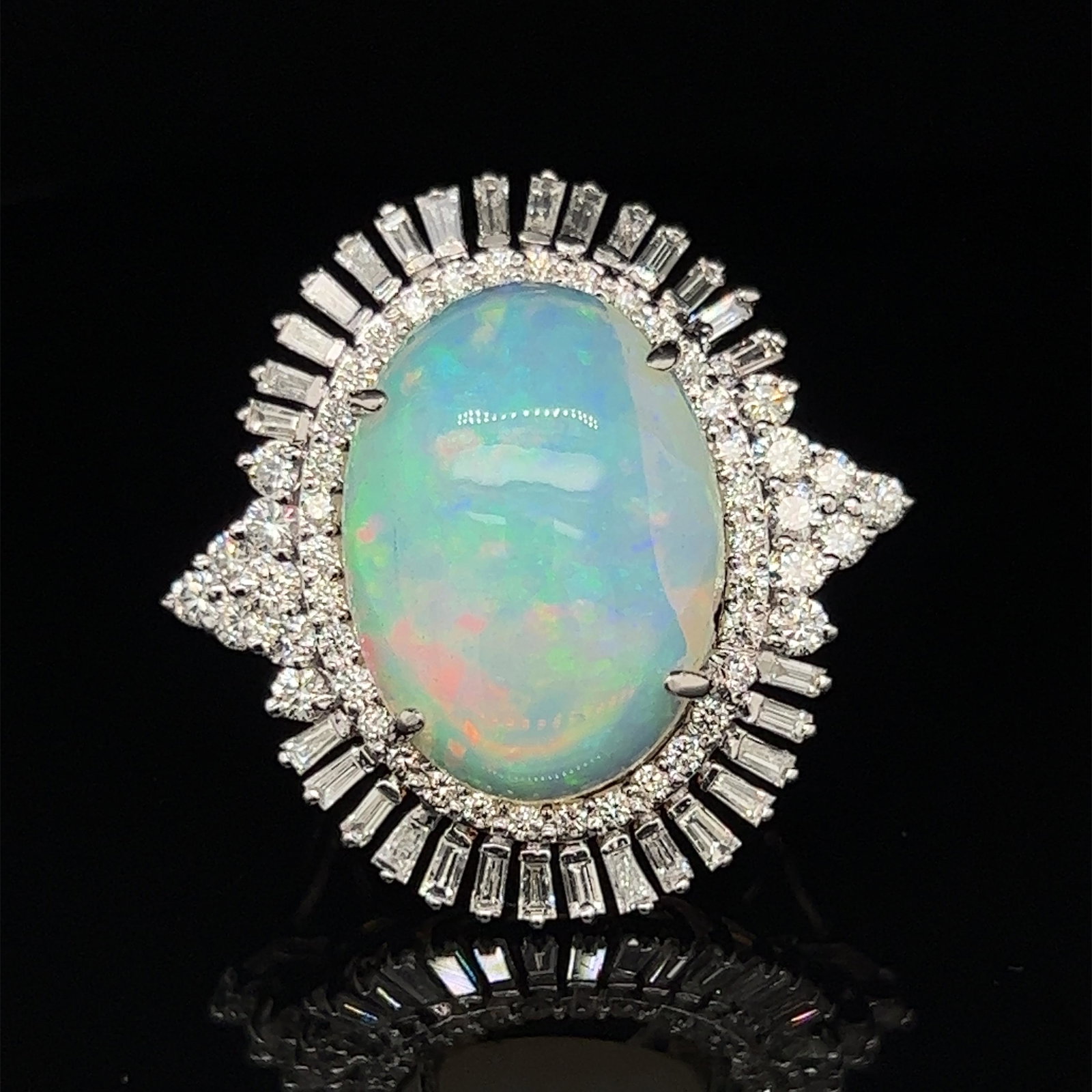 Platinum Diamond Opal Ring (1 of 2)