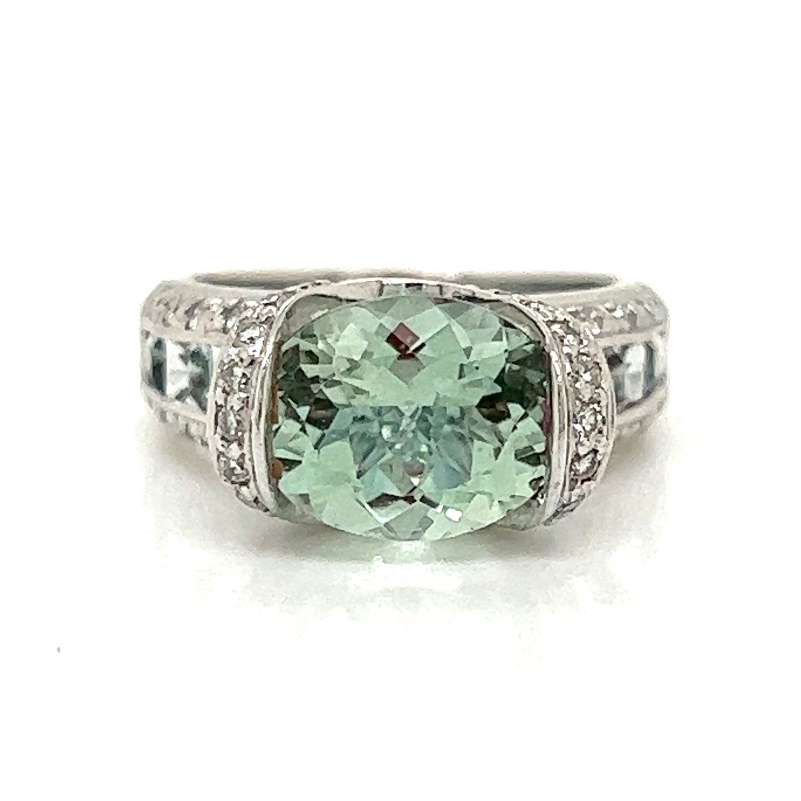 BE MINE 18k Aquamarine Diamond Engagement Ring (1 of 2)