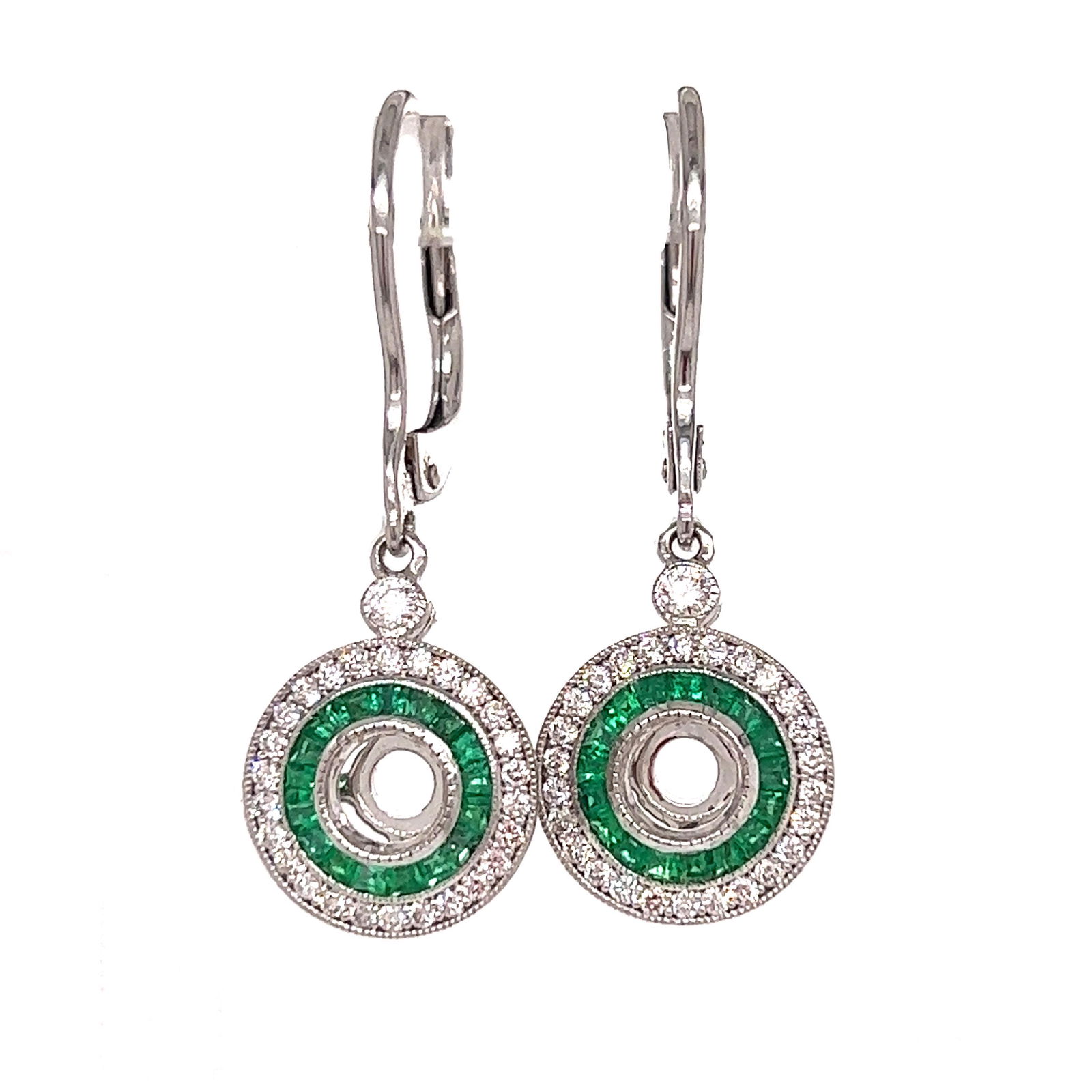 BE MINE 18k Diamond Emerald Drop Earrings (1 of 1)