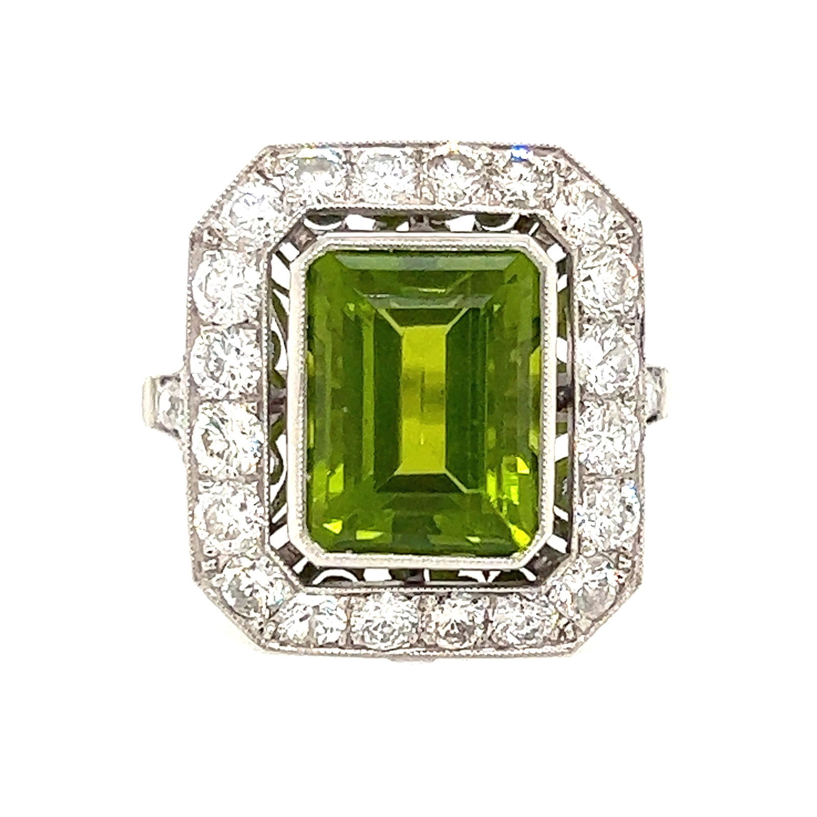 Platinum Diamond Peridot Ring (1 of 2)