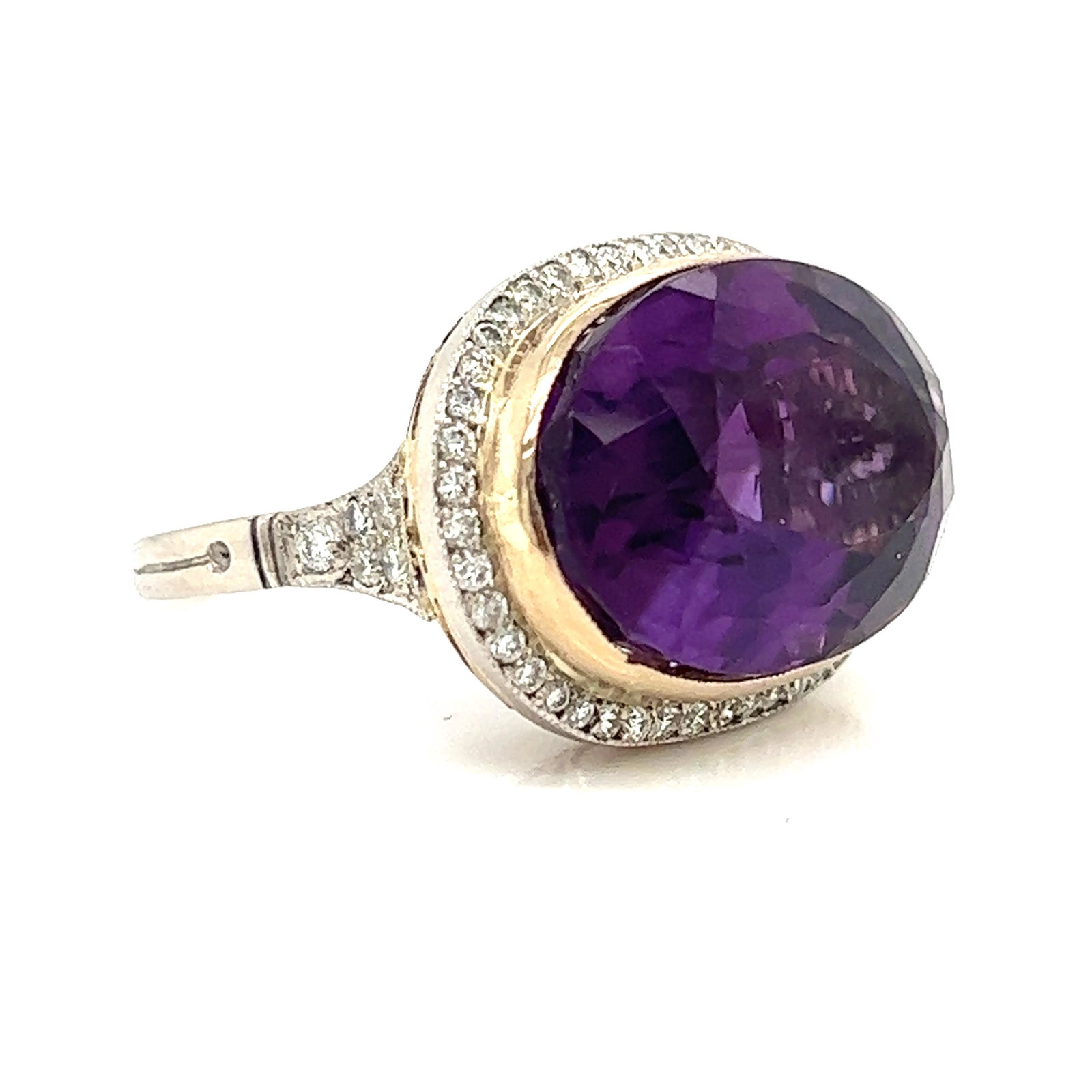 Platinum & Gold  Diamond Amethyst Ring (1 of 2)