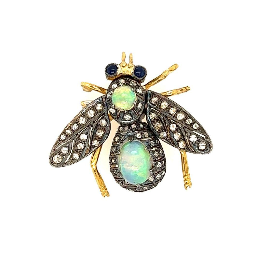 18k Silver Opal Bug Brooch (1 of 1)