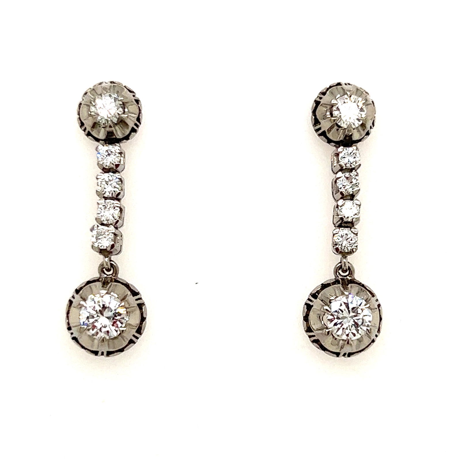 1920’ Platinum Diamond Drop Earrings (1 of 2)