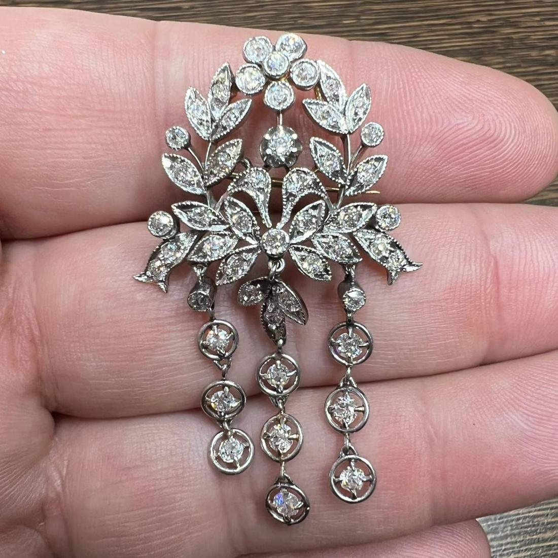 Victorian 18K & Platinum Diamond Brooch (1 of 2)