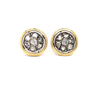 Victorian 18k Diamond&#160; Earring&#160;: Victorian 18k Yellow Gold Weight 3.65gr Measurement 0.51&#8221;x0.5&#8221; Rose Cut & European Cut Diamond Approx 1ct Vs1 H Earring&#160;